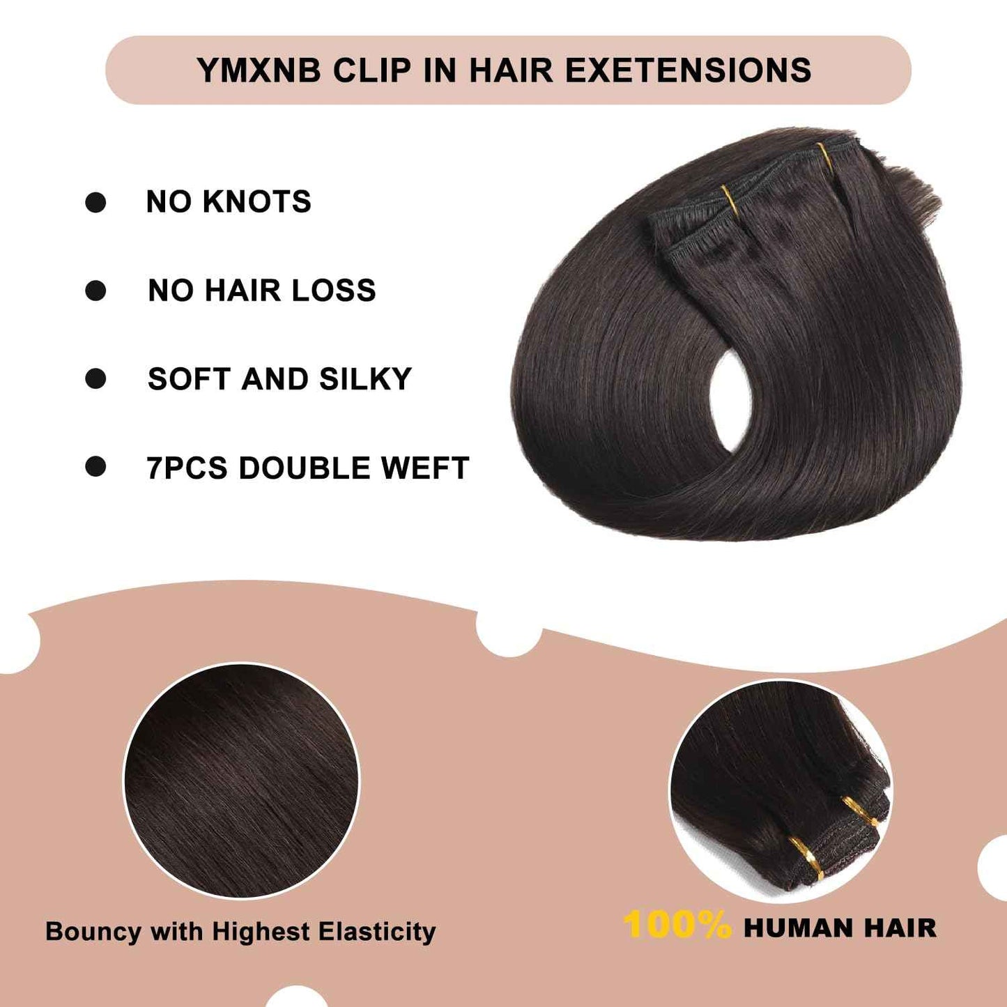 Clip In Hair Extensions Real Human Hair 12Inch 90g 100% Remy Human Hair Extensions Clip Ins Invisible Seamless Straight Human Hair Clip In Extensions 7pcs Double Weft 2#(Black Brown)