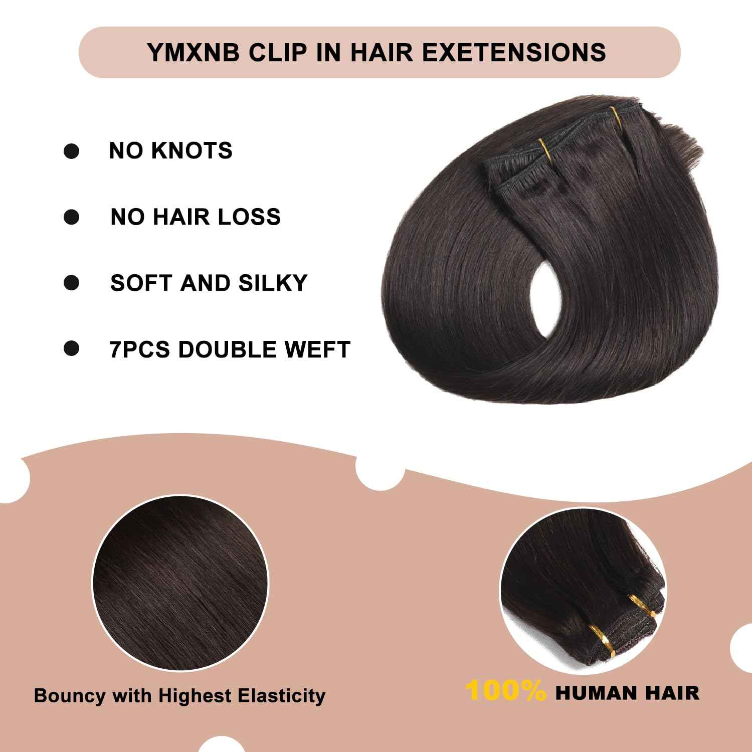 Clip In Hair Extensions Real Human Hair 12Inch 90g 100% Remy Human Hair Extensions Clip Ins Invisible Seamless Straight Human Hair Clip In Extensions 7pcs Double Weft 2#(Black Brown)