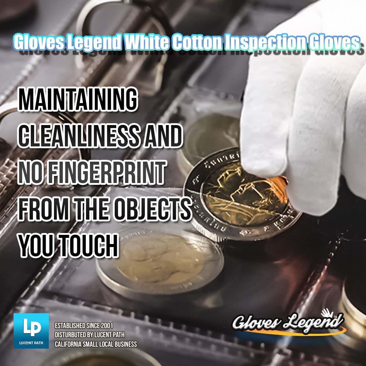 6 Pairs (12 Gloves) | Gloves Legend White Cotton Inspection Work Gloves | Coin Silver Art Handling | Cosplay Costume | Glove Liners | 100% Cotton | Women Size Small