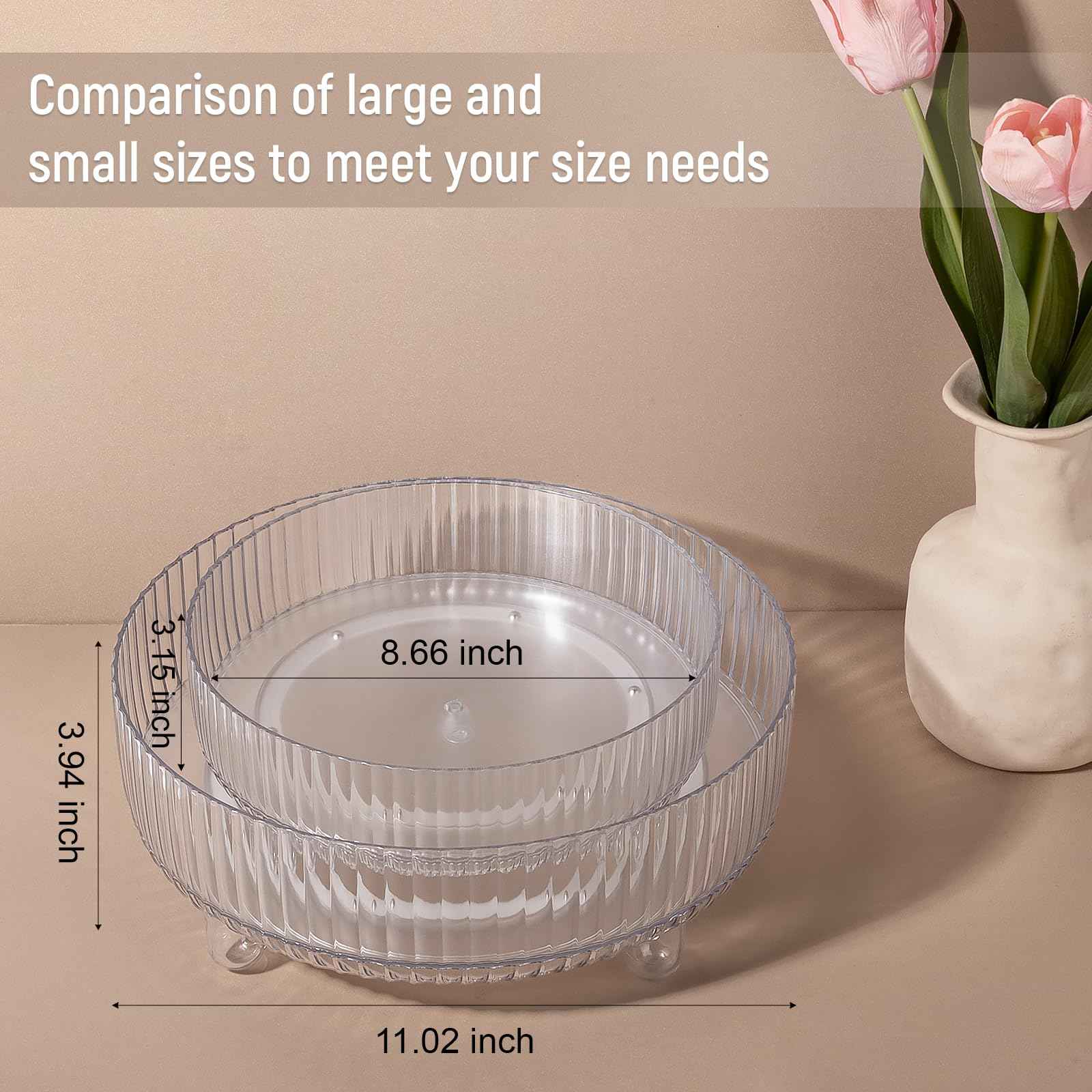 Anyoifax 360 Rotating Makeup Organizer Perfume Tray Skincare Holder Spinning Cosmetic Storage Bathroom Countertop Organizer Lazy Susan Turntable for Dresser, Vanity, Kitchen, Large Clear