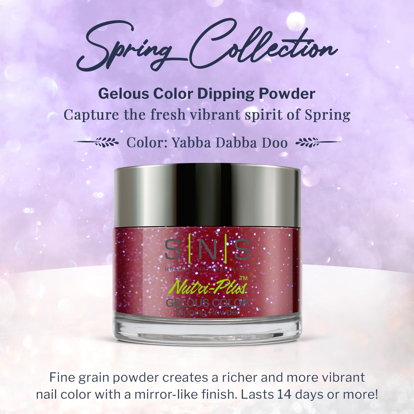 SNS Nail Dip Powder, Gelous Color Dipping Powder - Yabba Dabba Doo (Wine/Burgundy, Shimmer) - Long-Lasting Dip Nail Color Lasts 14 Days - Low-Odor & No UV Lamp Required - 1 OZ