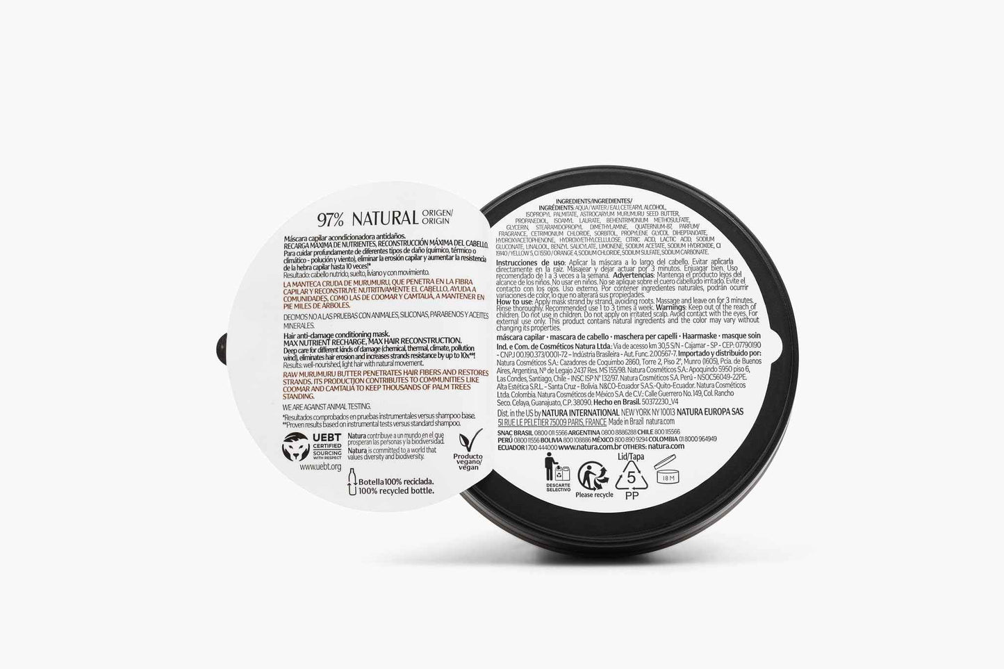 natura Ekos Murumuru Reconstruction Hair Mask - Reduce Breakage & Rebuild Hair Fiber - Intensely Repairs & Protects From Damage -Deep Hydration - Vegan & Cruelty-Free Hair Care - 200g