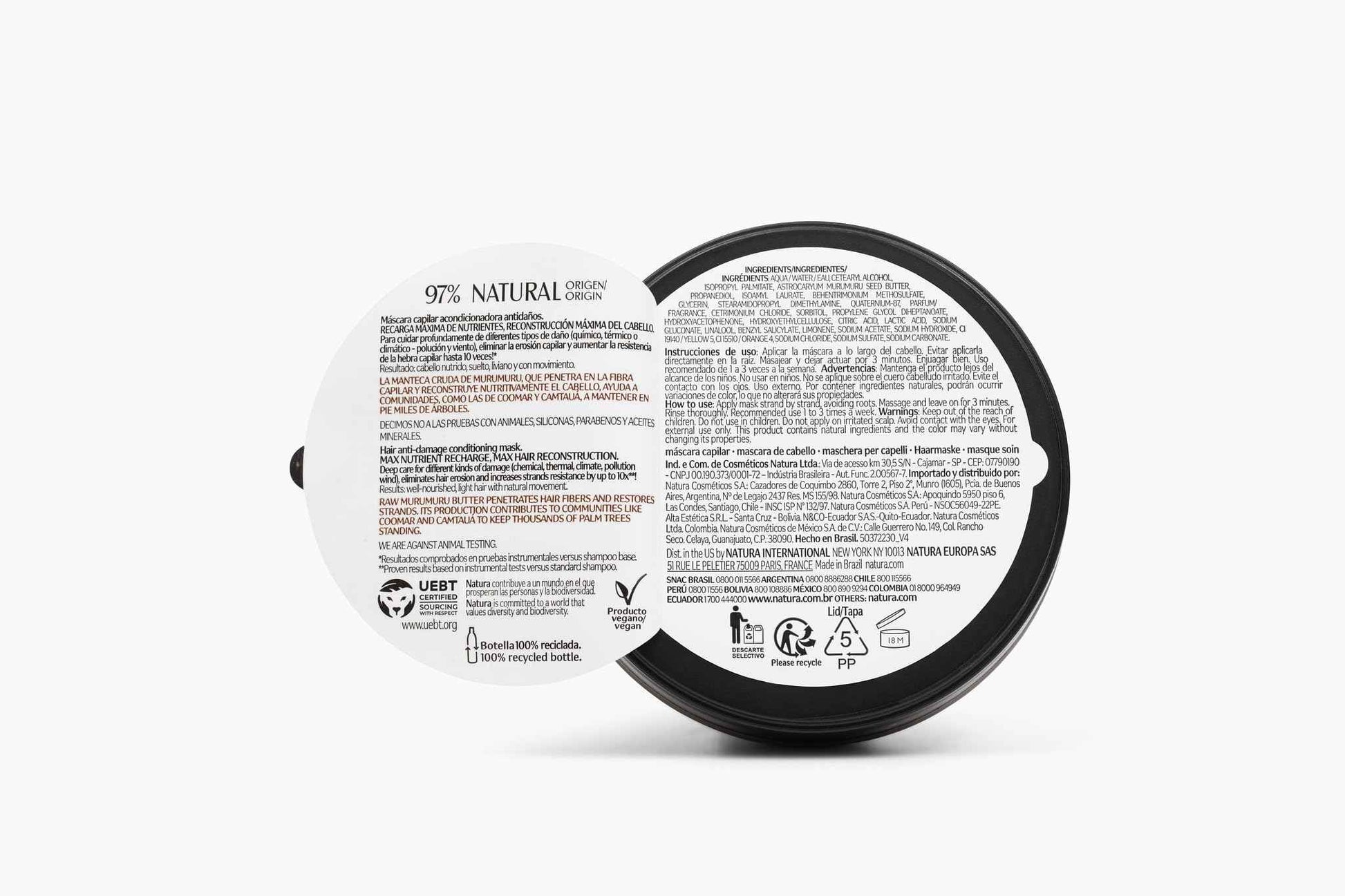 natura Ekos Murumuru Reconstruction Hair Mask - Reduce Breakage & Rebuild Hair Fiber - Intensely Repairs & Protects From Damage -Deep Hydration - Vegan & Cruelty-Free Hair Care - 200g