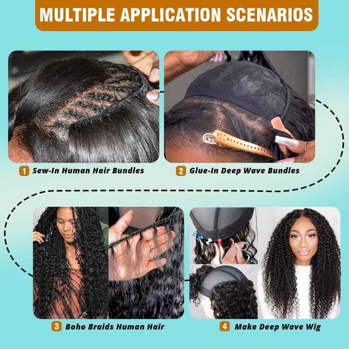 T1B/27 12A Human Hair Bundles 16 Inch Deep Wave Bundles Human Hair 100% Unprocessed Brazilian Virgin Deep Curly Weave 1 Bundle Water Wavy Hair Extensions Honey Blonde Bundle for Women