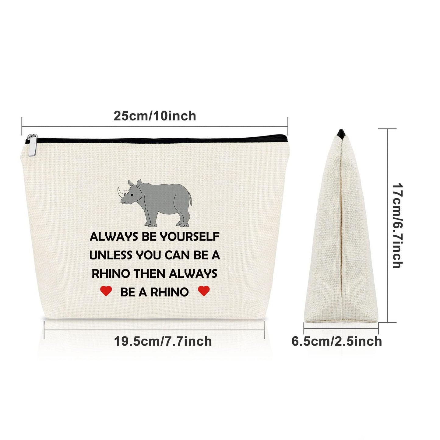 Sazuwu Rhinoceros Gifts for Women Rhino Lover Gifts Makeup Bag Rhino Theme Gifts Animal Lover Gifts Cosmetic Bag Inspirational Gifts Zoo Keeper Gift Birthday Christmas Gifts Travel Pouch