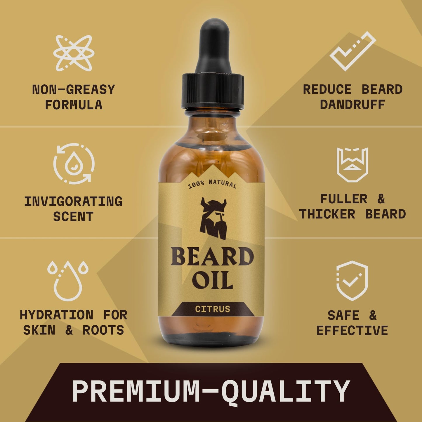 Striking Viking Scented Beard Oil Conditioner for Men (Large 2 oz.) - Naturally Derived Formula with Tea Tree, Argan and Jojoba Oils with Citrus Scent - Softens, Smooths & Strengthens Beard Growth
