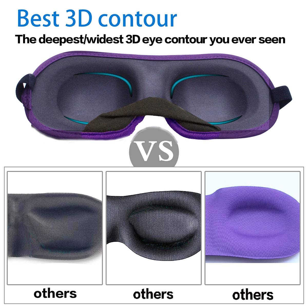 REEBENT 3D Eye mask for Sleeping,Machine Washable, Sleep Mask for Women, Blinder Blindfold Airplane(black+gray)