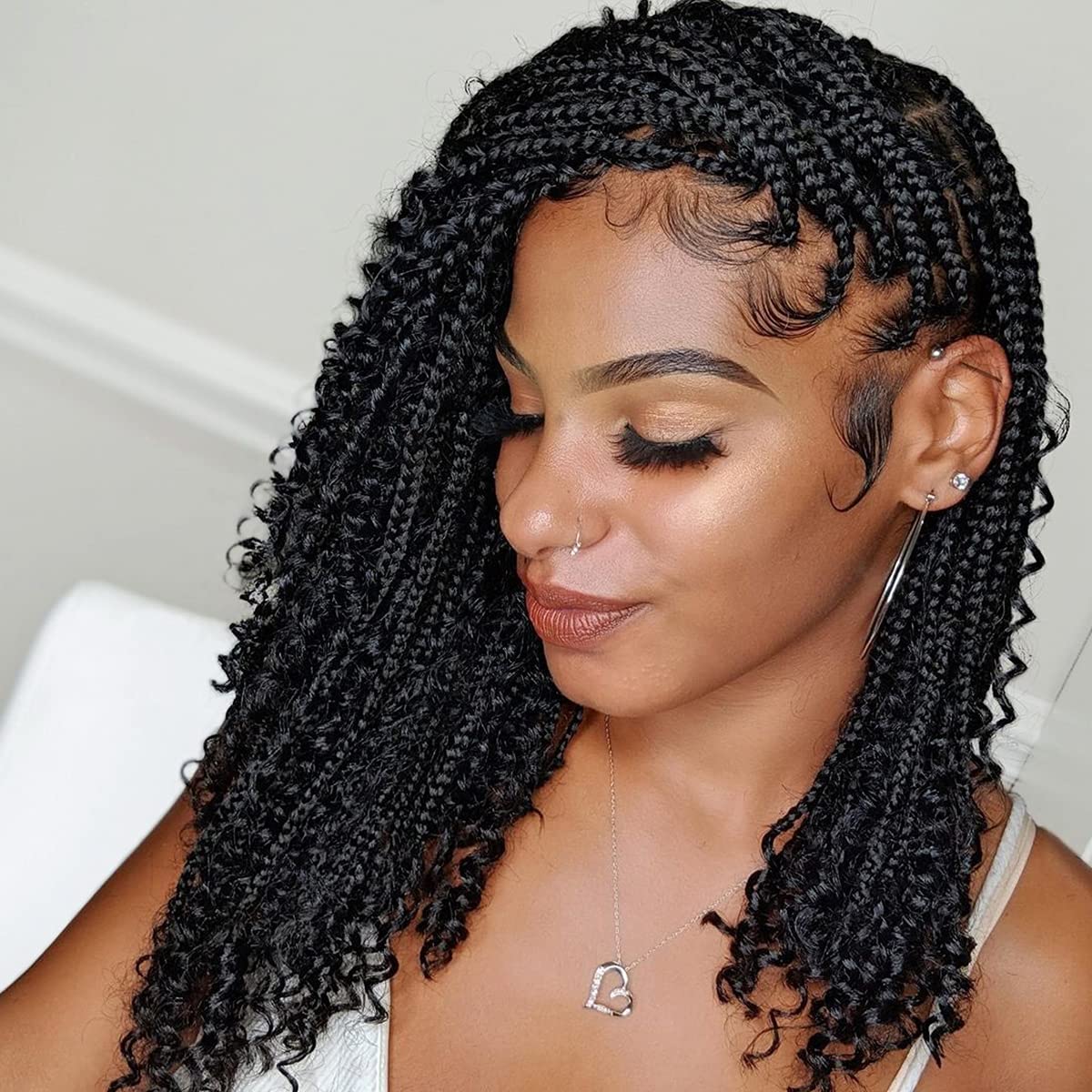 Unionbeauty 14 Inch Red Boho Box Braids Crochet Hair Goddess Box Braids Crochet Hair 8 Pack Bohemian Box Braids Crochet Hair for Black Woman Curly Crochet Braids Synthetic Braiding Hair Extension Red#