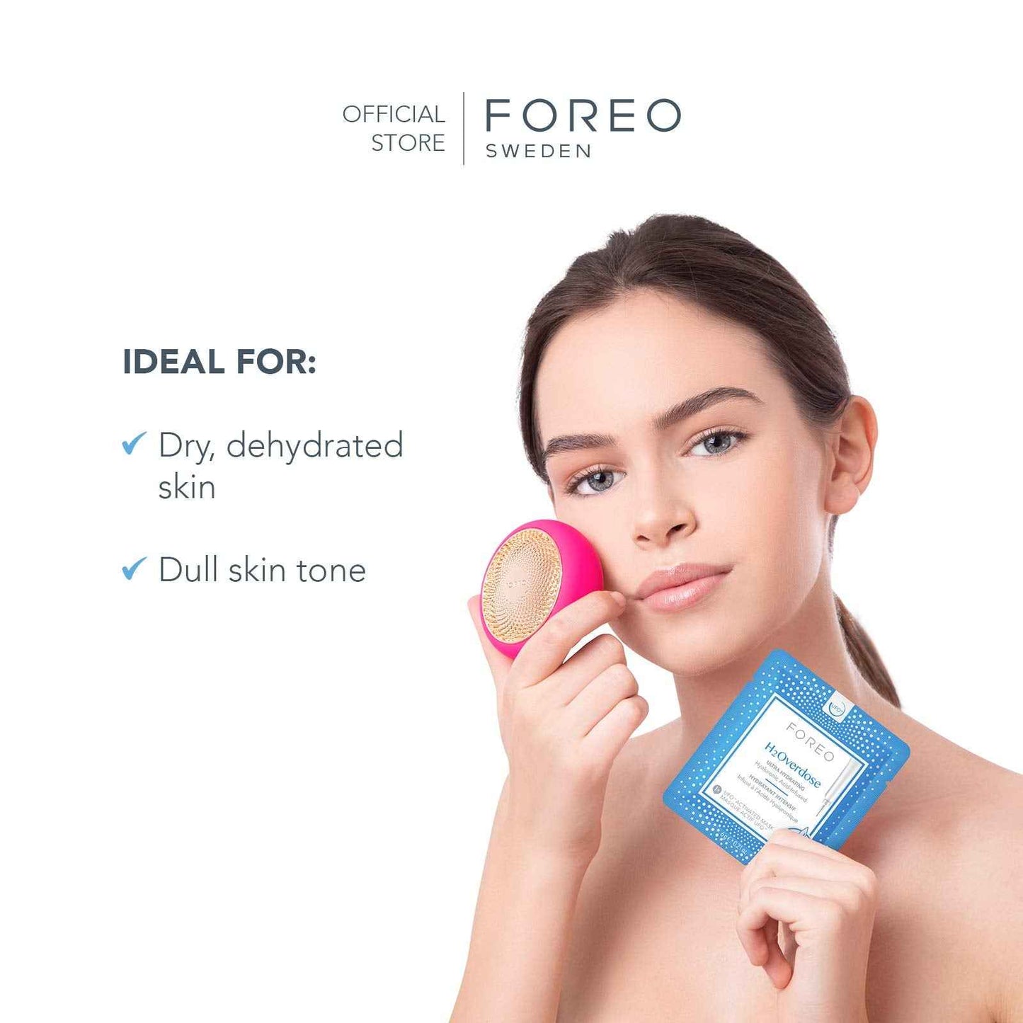 FOREO H2Overdose Advanced Collection 2.0 UFO-Activated Facial Mask - Hydrating Facial - Beauty & Personal Care - Hyaluronic Acid & Vitamin E - For All Skin Types - Dry skin & Flaky Skin - 6 pcs in pack