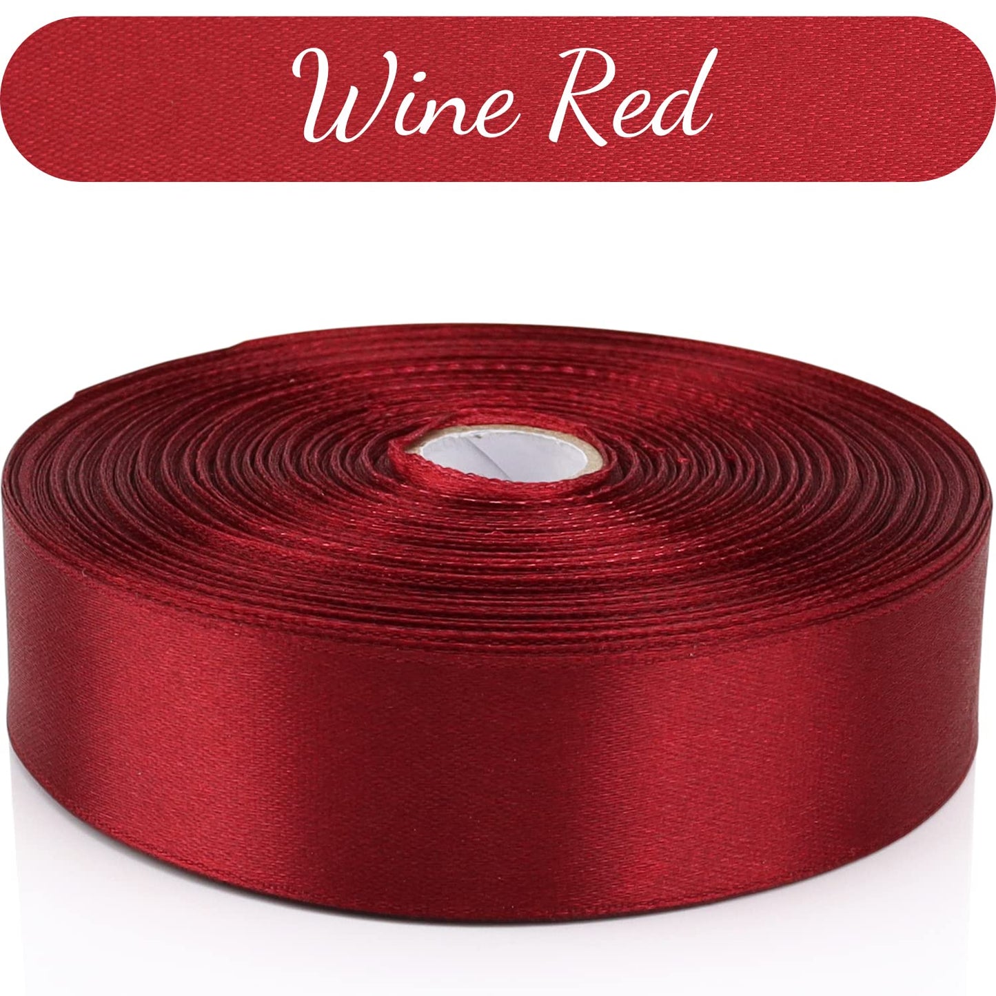 Nsilu 1 inch, Wine Red Ribbon for Gift Wrapping 50 Yards Perfect Wedding Party Wreath Sewing DIY Hair Accessories Decoration Floral Hair Balloons Other Projects (1 inch, Wine Red)