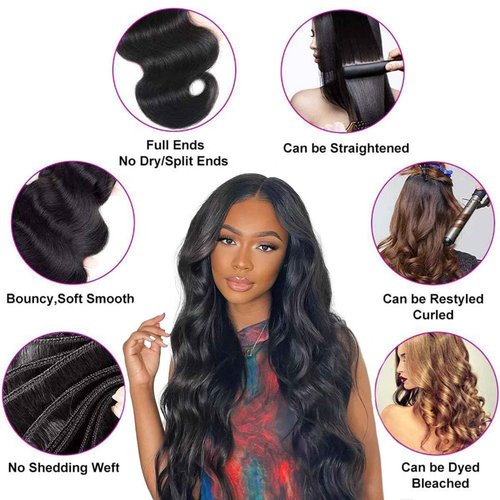 15A Raw Human Hair Bundles Body Wave Human Hair,Triple Lifespan Indian Virgin Hair,No Tangle Shedding,Multiple Washes Keep Texture Silky Soft (1 Bundle Natural Color, 18 Inch)