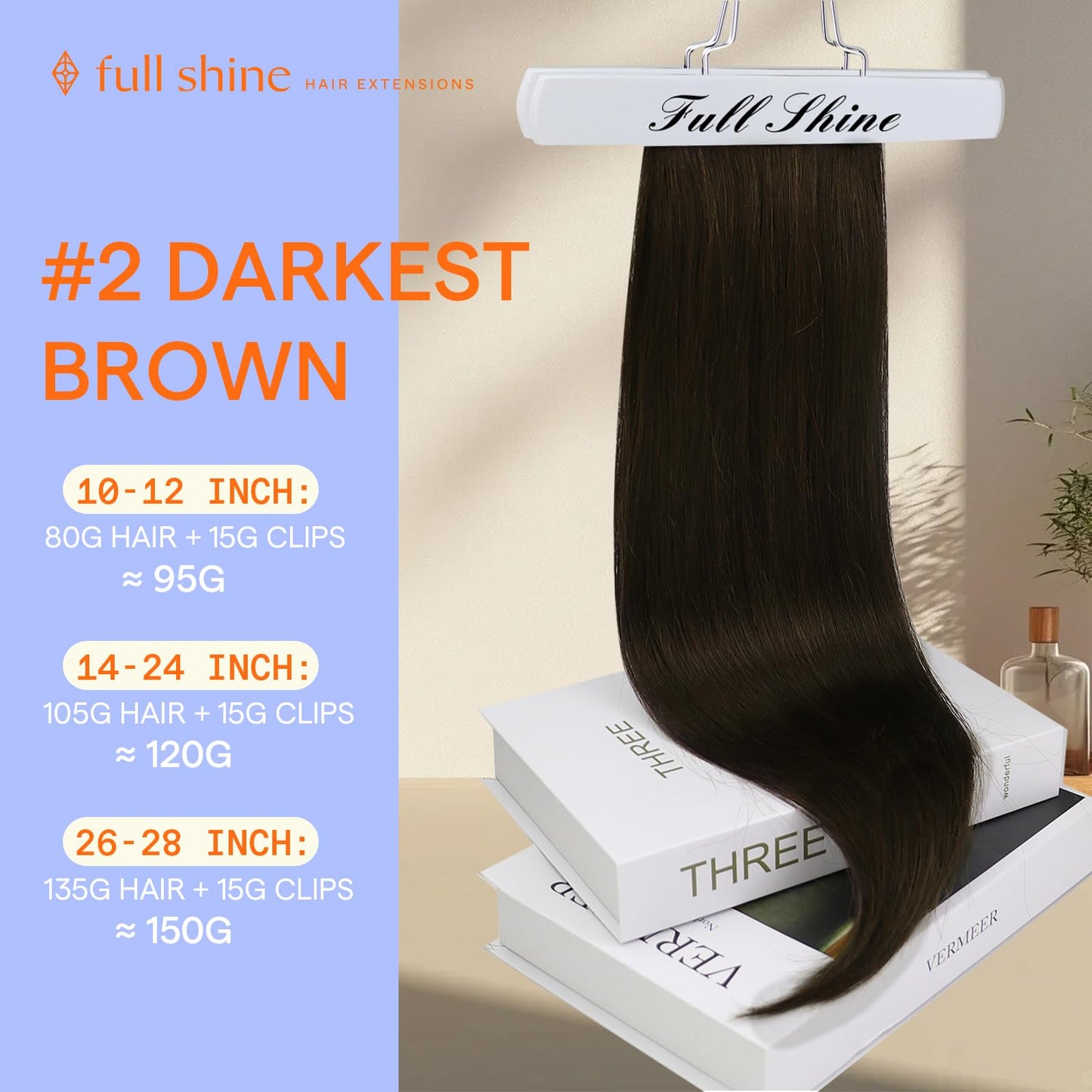 Full Shine Short Brown Hair Extensions Clip in Human Hair Triple Weft Remy Hair Clip in Extensions Invisible Clip in Hair Extensions Dark Brown Hair Extensions Straight Brazilian Hair 10 Inch 7 Pcs