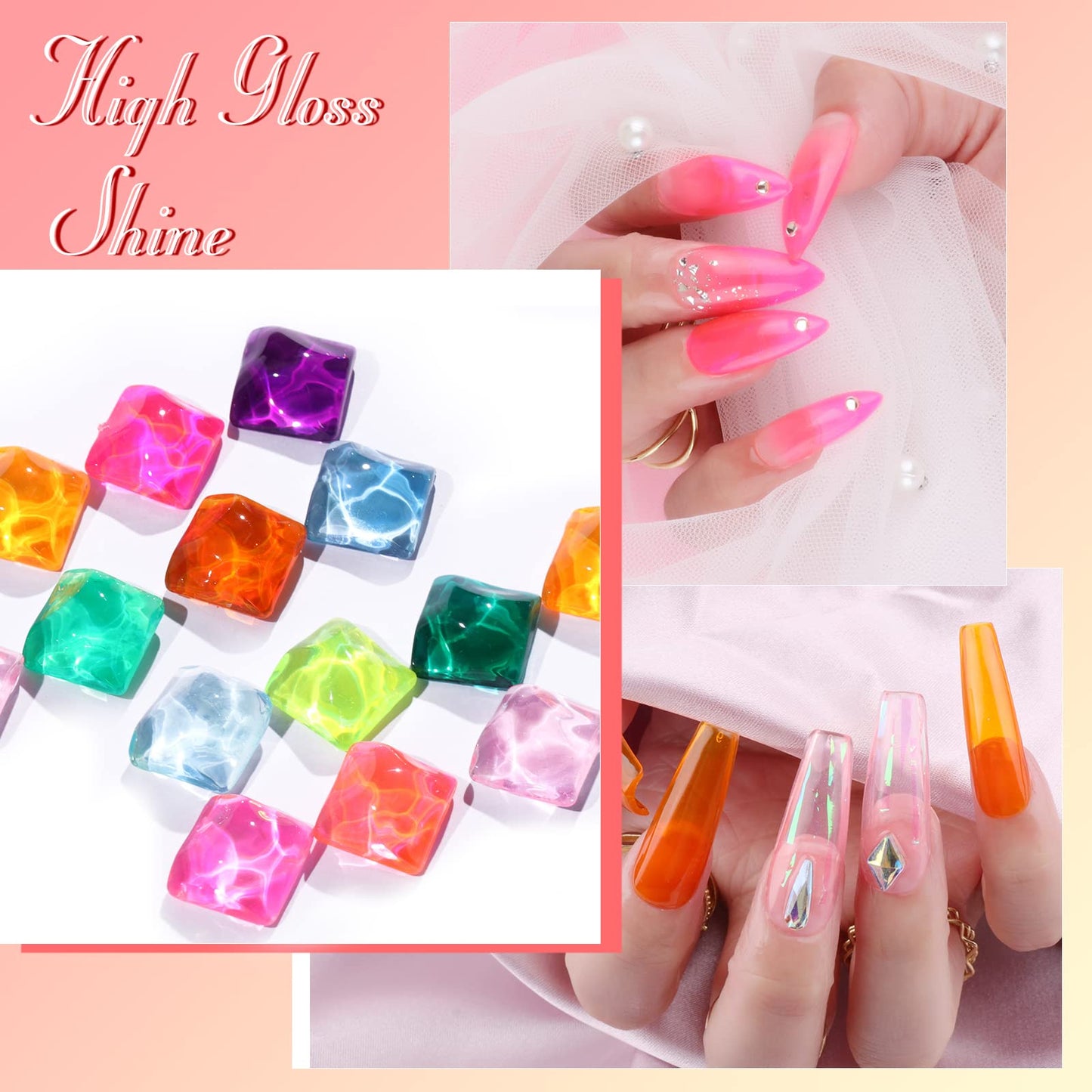 noirwhite Jelly Gel Nail Polish, 12 Pcs Glossy Trendy Colors Transparent Nail Polish Set Nude Pink Purple Green Blue Yellow Colors Jelly Nail Polish Kit UV LED Soak Off Home DIY Nail Art Salon