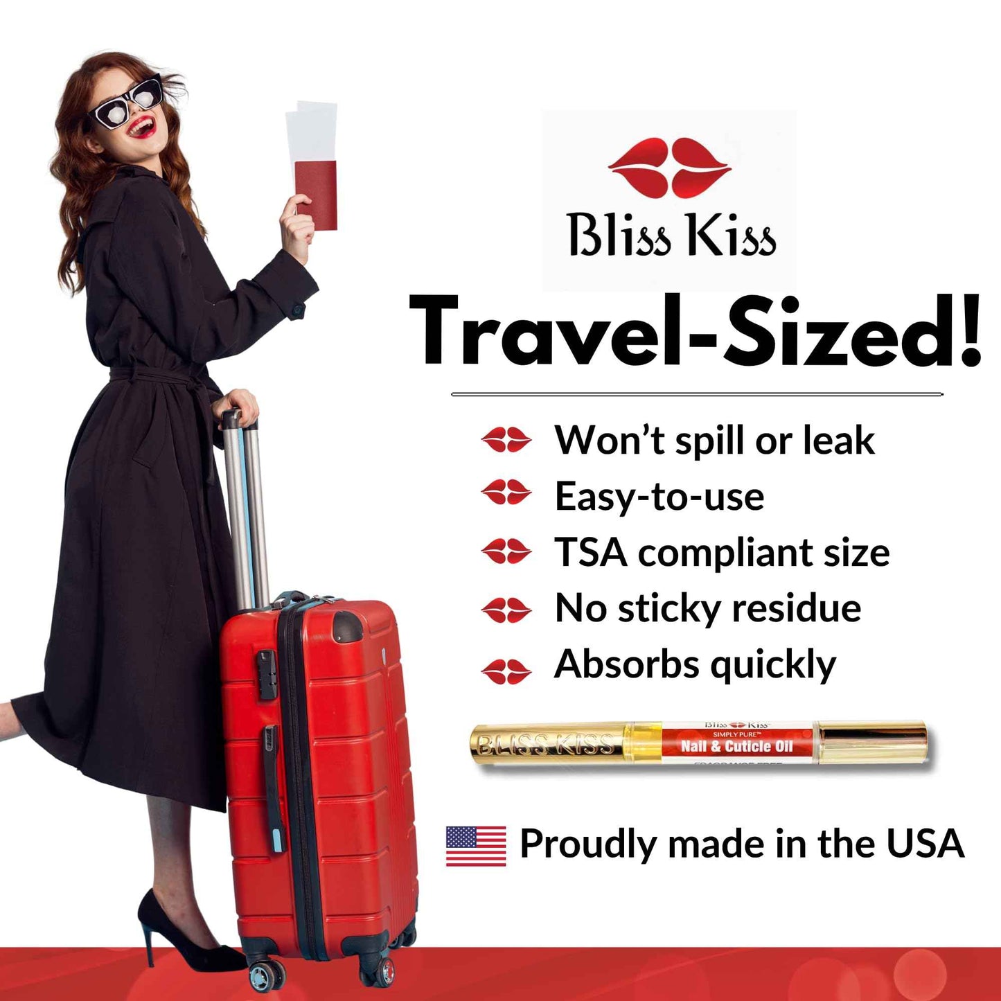 Bliss Kiss | Fragrance Free 4 Nail Oil Cuticle Pens w/Vitamin E & Jojoba⏤Nail Strengthener Nail Growth and Strengthening Serum for Brittle, Peeling, Breaking, Thin nails