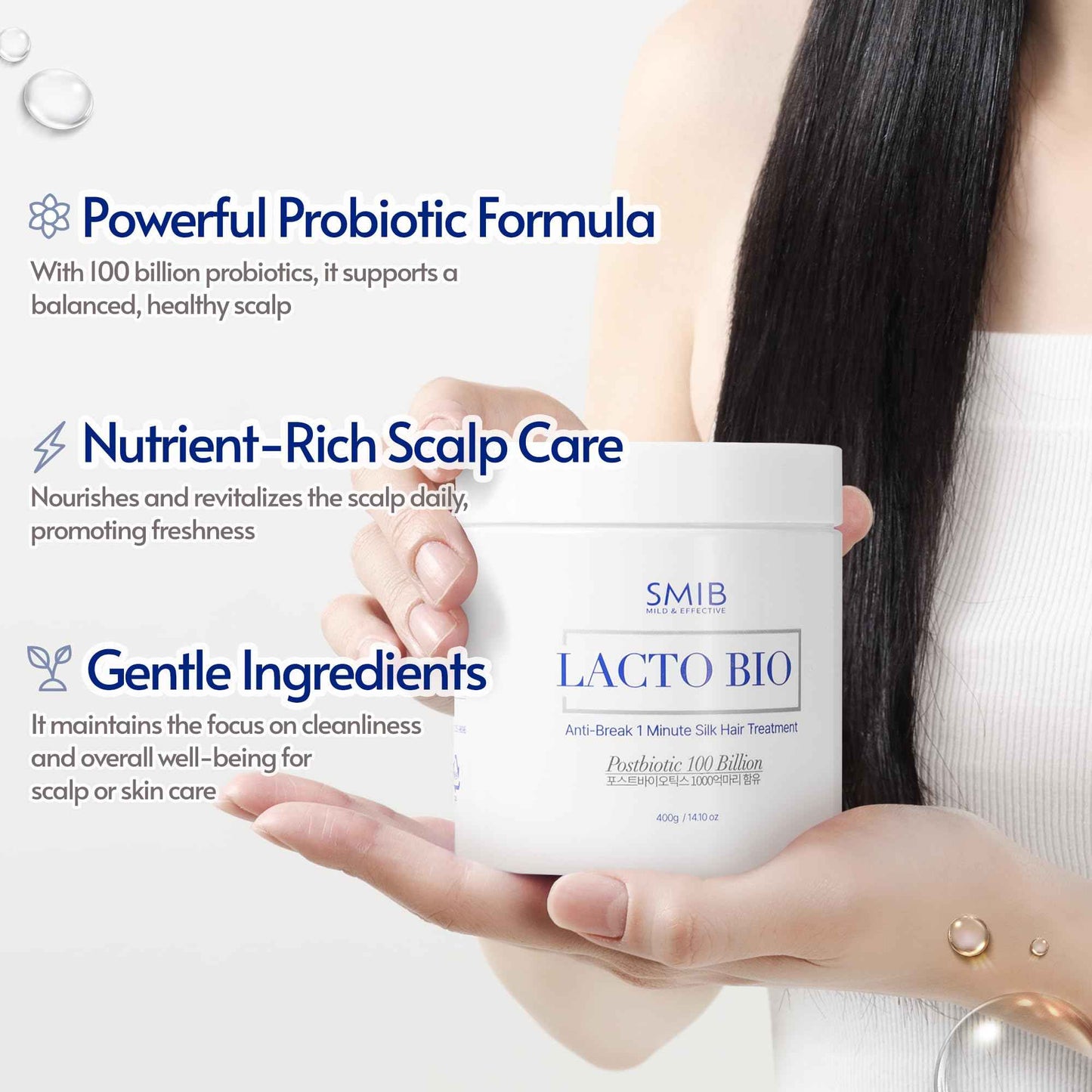 SMIB Lactobio 1'Min Silk Hair Treatment - 100 Billion Postbiotic-Powered Formula for Silky, Healthy Hair–Nourish & Protect -Strengthen & Nourish with Advanced Scalp Care - Korean Formula (14.10 oz)