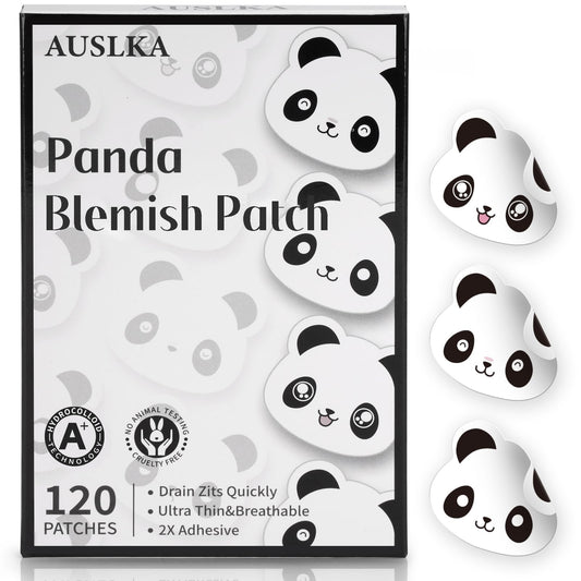 AUSLKA Panda Pimple Patches- 120 Patches, Hydrocolloid Spot Dots - Blemishes Patch - Facial Skin Care, For Zits, Blemishes, & Breakouts