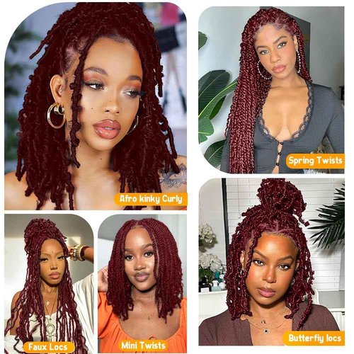 Afro Kinkys Bulk Human Hair for Dreadlocks Extensions and Locs Repair 1 Pack 50 Gram Afro Kinky Curly Human Hair Bulk for Twist (99J, 12 Inch)