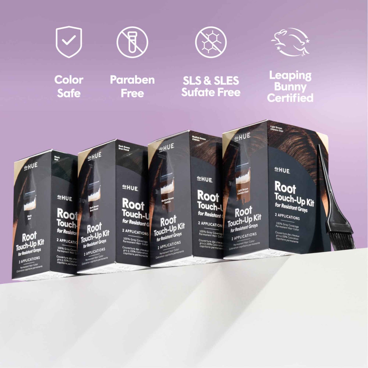 dpHUE Root Touch-Up Kit for Resistant Grays, Medium Brown - Permanently Cover Difficult, Stubborn Gray Hair - 2 Applications Included - Vegan & Leaping Bunny Certified