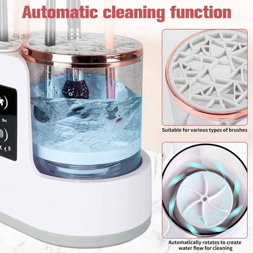 3 IN 1 Electric Makeup Brush Cleaner Machine With Makeup Brush Dryer-Holder-Portable Automatic USB Cosmetic Brushes Cleaner Tool for All Size Beauty Makeup Brush Set,Contour, Eyeshadow, Blush Brush