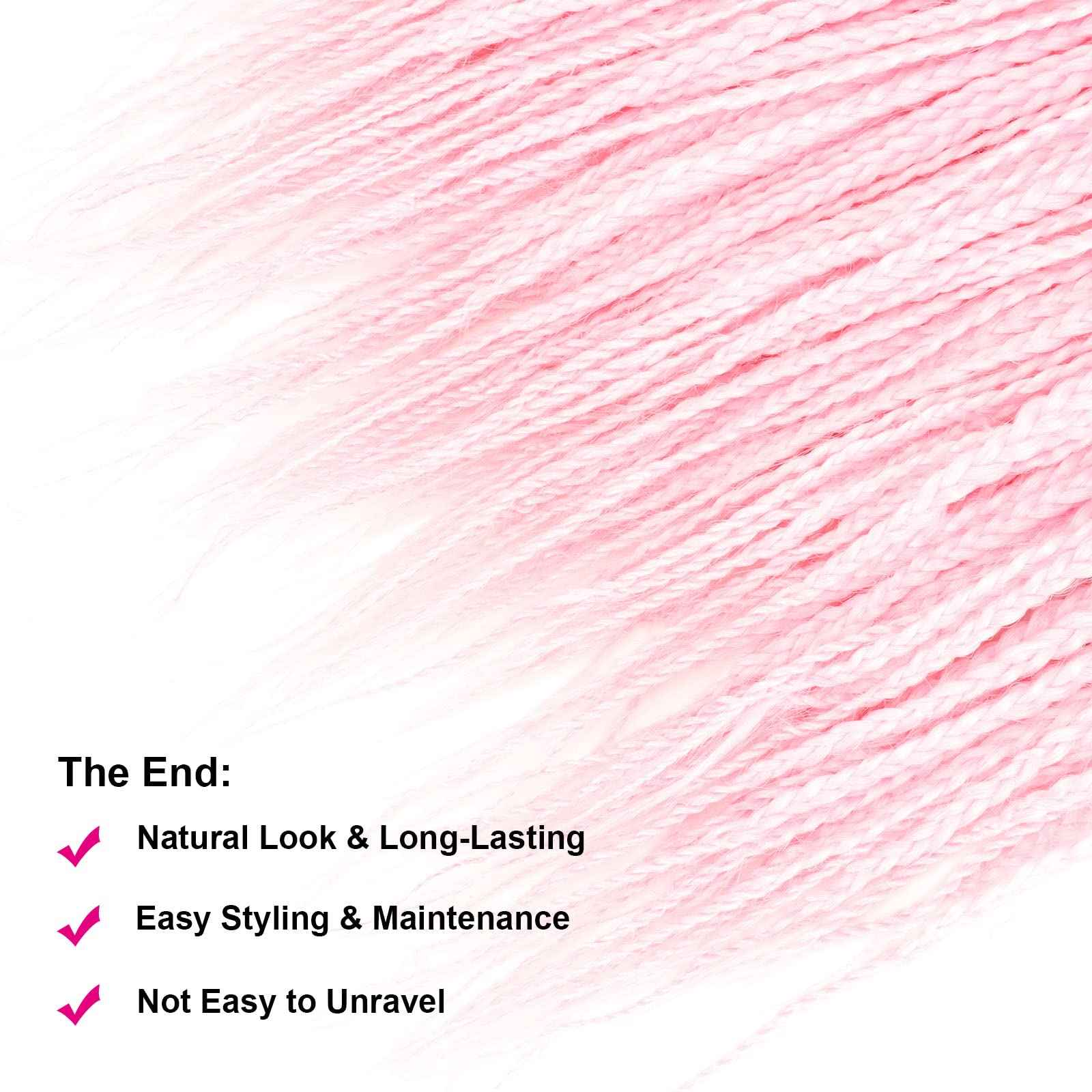 Ombre Box Braid Crochet Hair 24 Inch 6 Packs Medium Size Synthetic Pre-looped 3 Tone Crochet Braids Hair Extensions for Black Women (24Inch,Purple-Red-Pink)