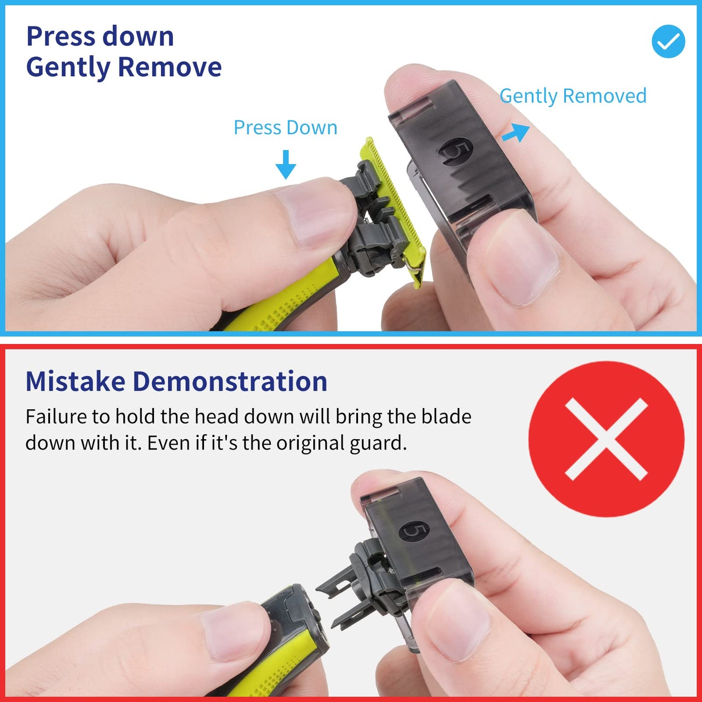 Guards Set with A Case, Attachments for Hybrid Electric Trimmer QP2724 QP2834, 1/2/3/5 mm Guards, Body Comb with Skin Protector (7 Pcs)