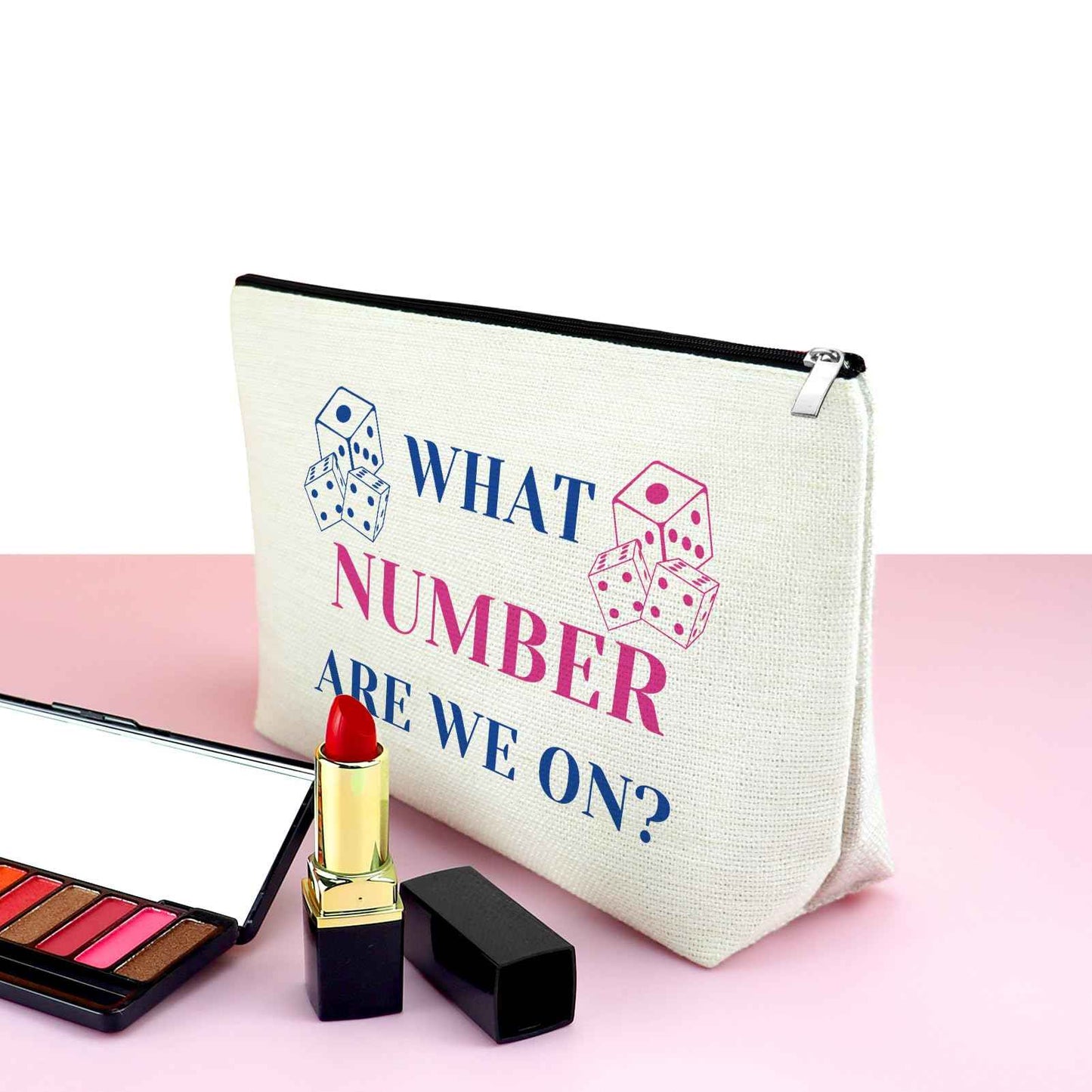 Mxrymvu Bunco Makeup Bag Gambling Lover Gifts Funny Bunco Gift Cosmetic Bag Dice Game Travel Zipper Pouch Dice Game Gifts Birthday Present for Women Best Friends What Number Are We On