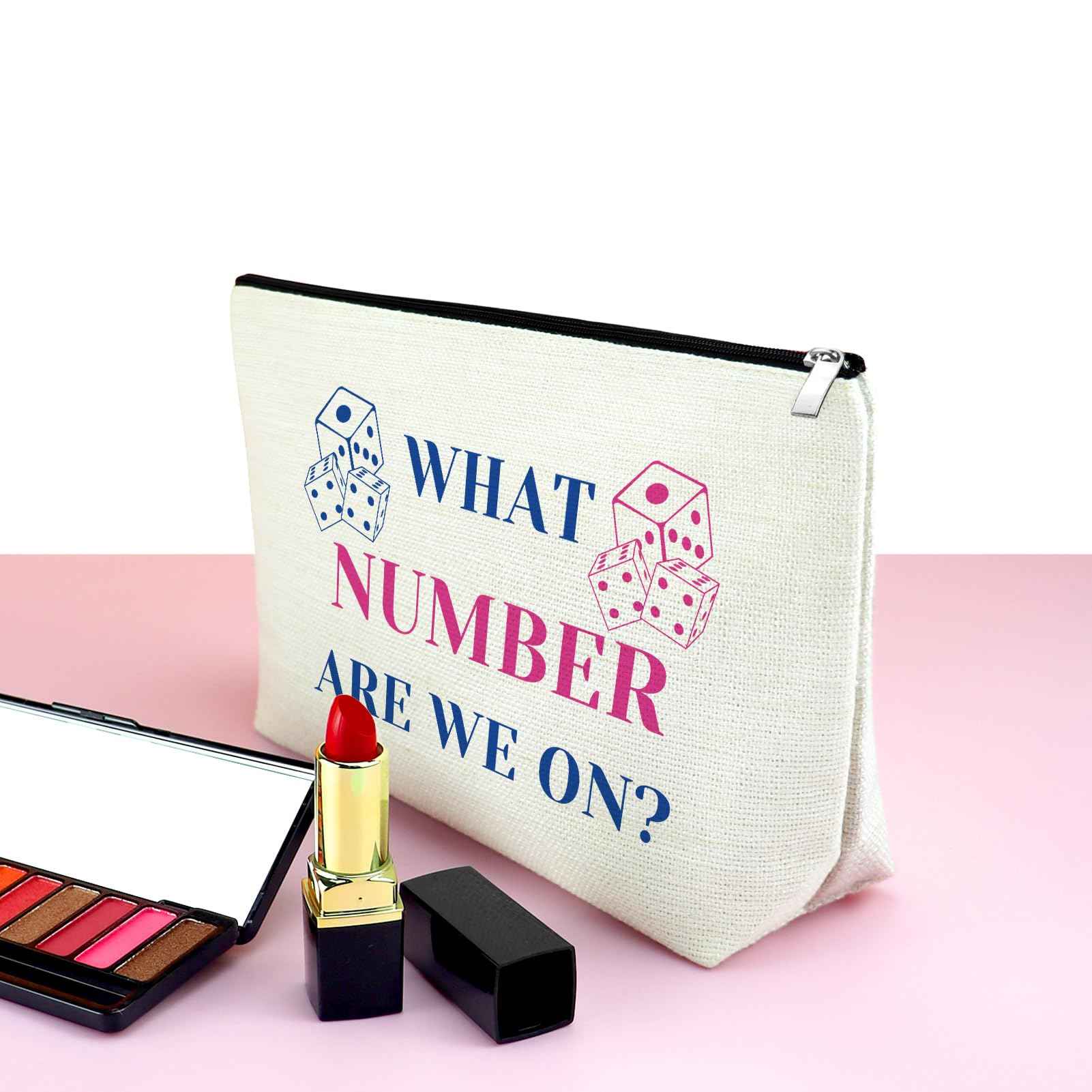 Mxrymvu Bunco Makeup Bag Gambling Lover Gifts Funny Bunco Gift Cosmetic Bag Dice Game Travel Zipper Pouch Dice Game Gifts Birthday Present for Women Best Friends What Number Are We On