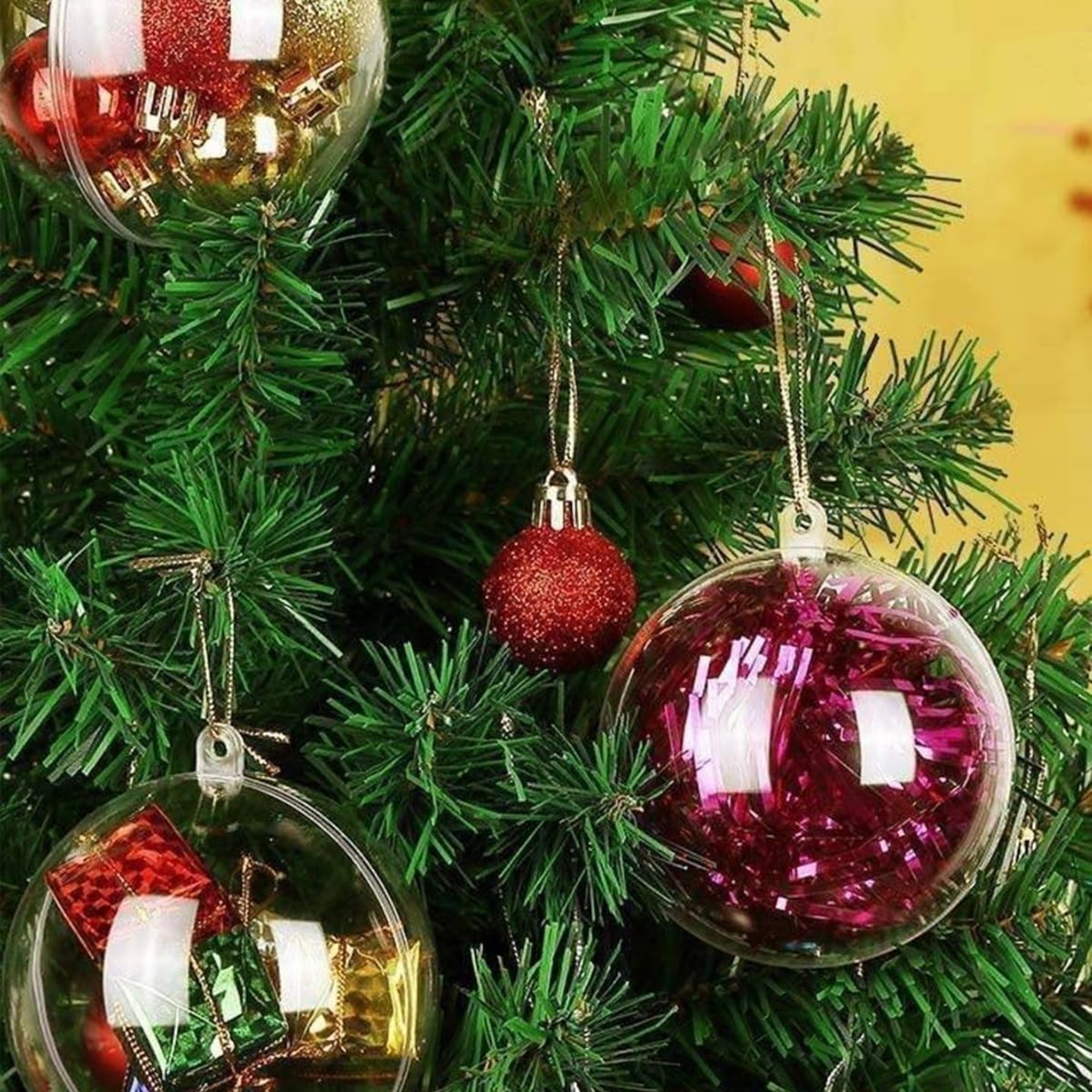 7Queen Extra Large Clear Ball Ornaments, 160mm/6.3inch=2PCS Giant Fillable Christmas Balls Shatterproof Ornament Baubles for DIY Crafts Christmas Wedding Party Decor