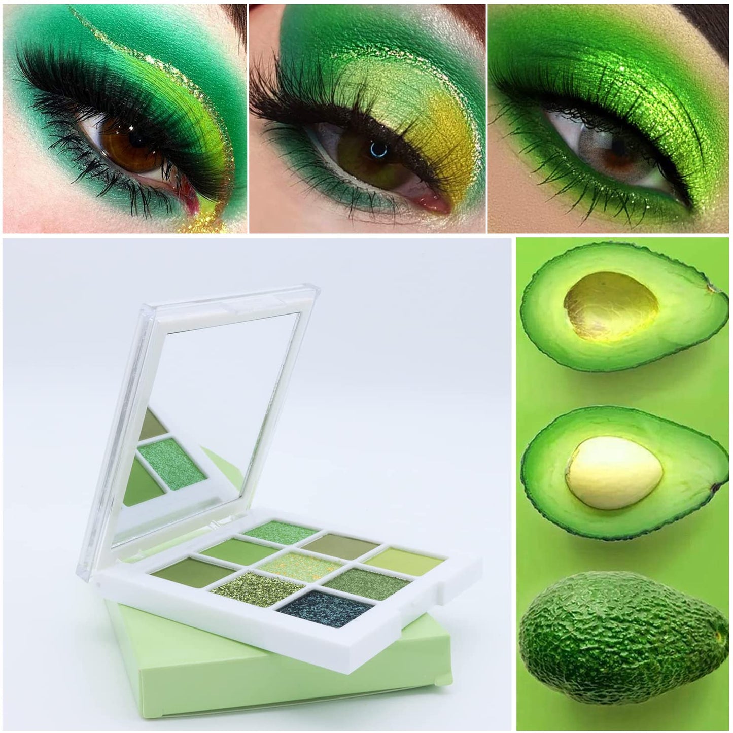 Green Eyeshadow Palette,9 Colors Matte Shimmer Eye Shadow High Pigmented Professional Eye Makeup Palette,Waterproof Long Lasting Profusion Makeup Palette With 2 eyeshadow brushes(Green)