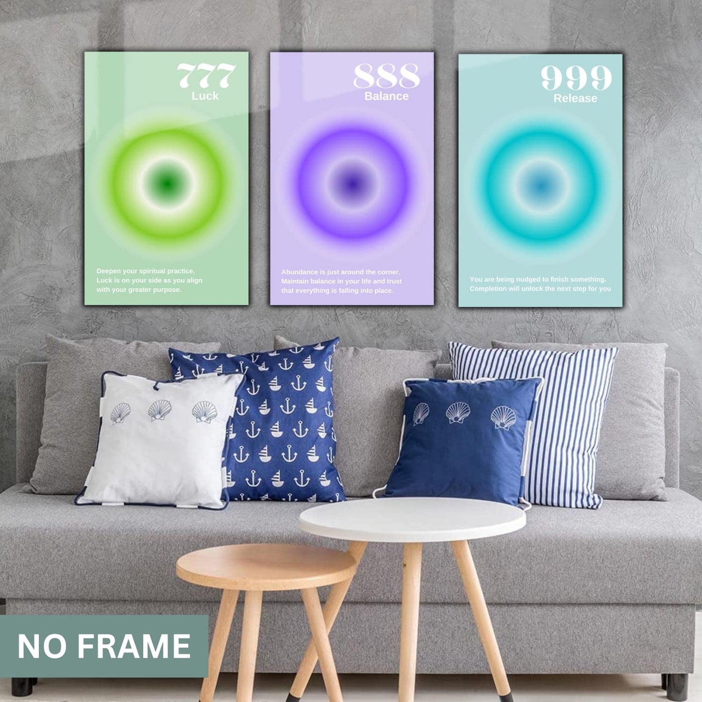 Gradient Aura Angel Numbers Poster Sets for Room Aesthetic Inspirational Quotes Wall Art Paintings Abstract Minimalist Room Wall Decor - 11x17in LAMINATED - No Frame (Angel Numbers 777, 888,999)