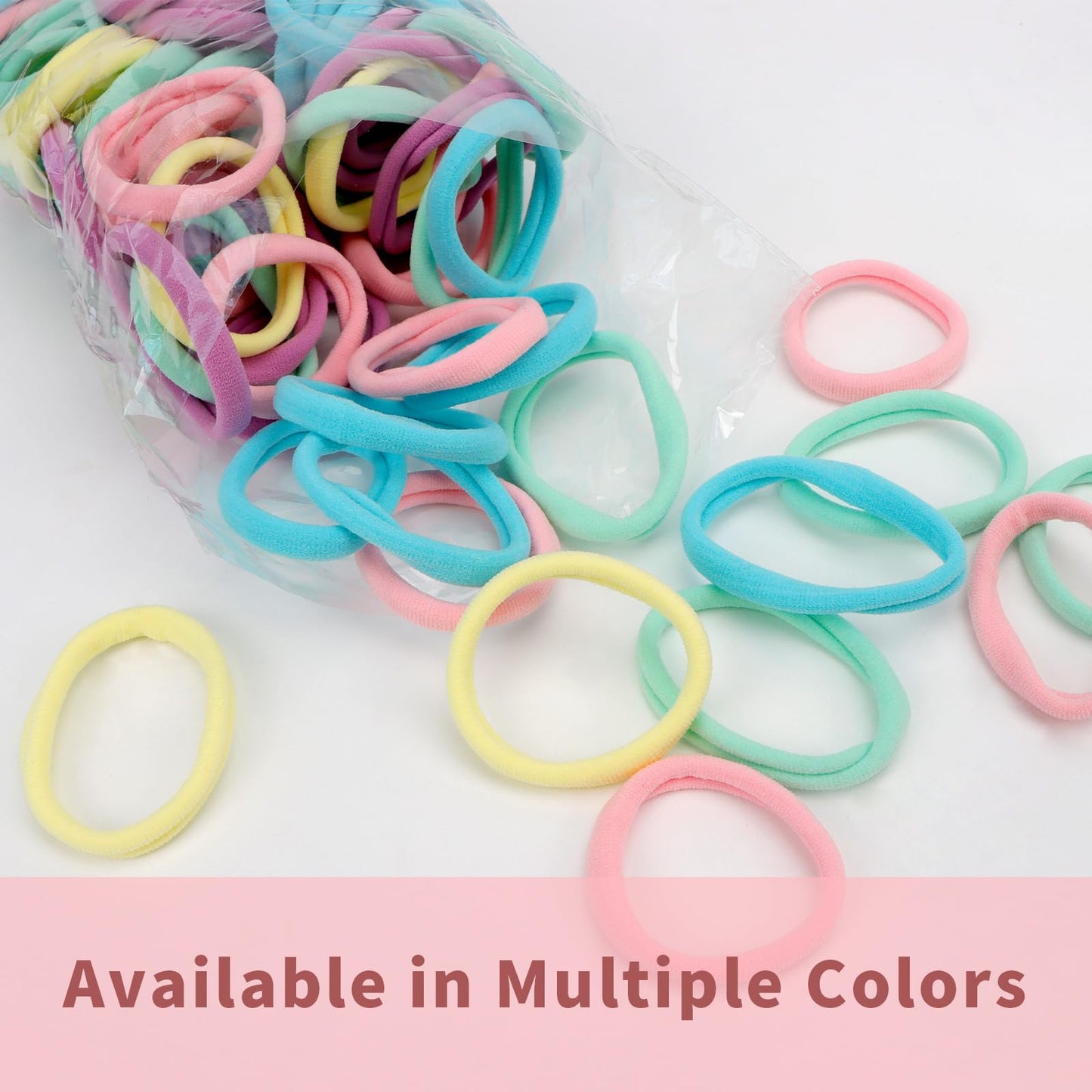 100Pcs Soft Cotton Seamless Hair Bands, Large Ponytail Holders for Thick and Thin Hair, Elastic Hair Accessories for Women, Men, and Girls