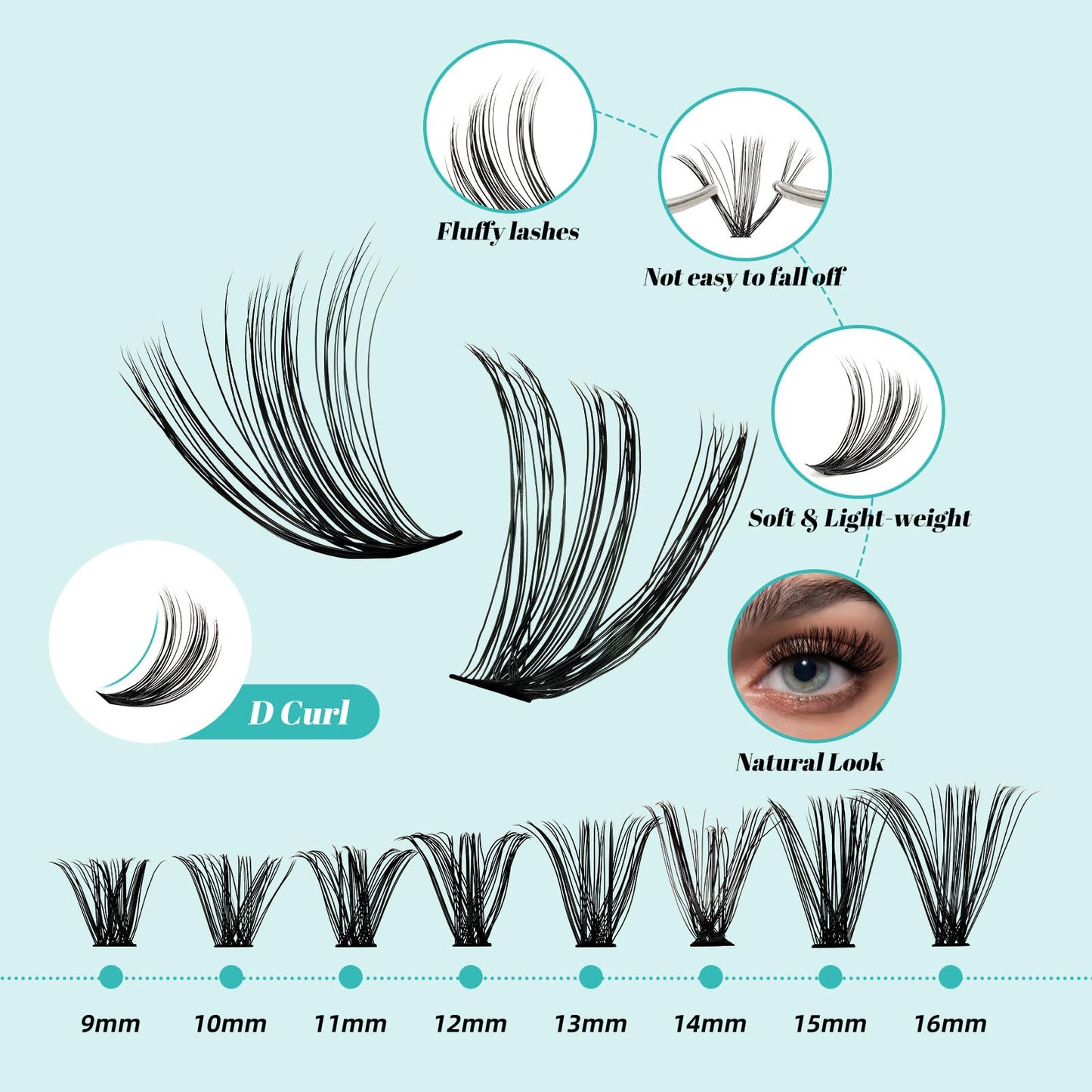 Lash Extension Kit 320Pcs,DIY Individual Lashes Clusters Kit,Lash Bond And Seal,Lash Remover For Eyelashes Extensions,Lash Applicator Tool For False Eyelash Cluster Kit At Home(40D50D,D-Mix9-16mmKit)