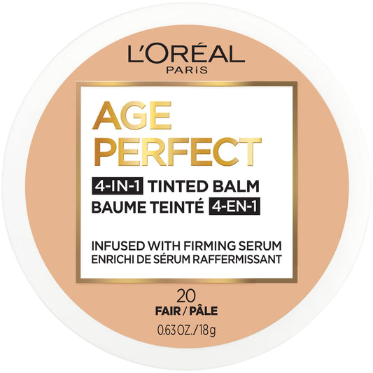 L'Oréal Paris Age Perfect 4-in-1 Tinted Face Balm Foundation with Firming Serum, Fair 20, 0.63 Ounce