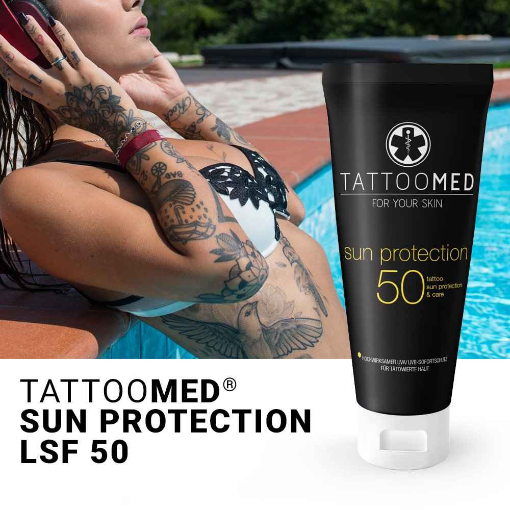 TattooMed Sun Protection SPF50 100ml - tattoo sun protection, color protection, tattoo care & cream by TattooMed