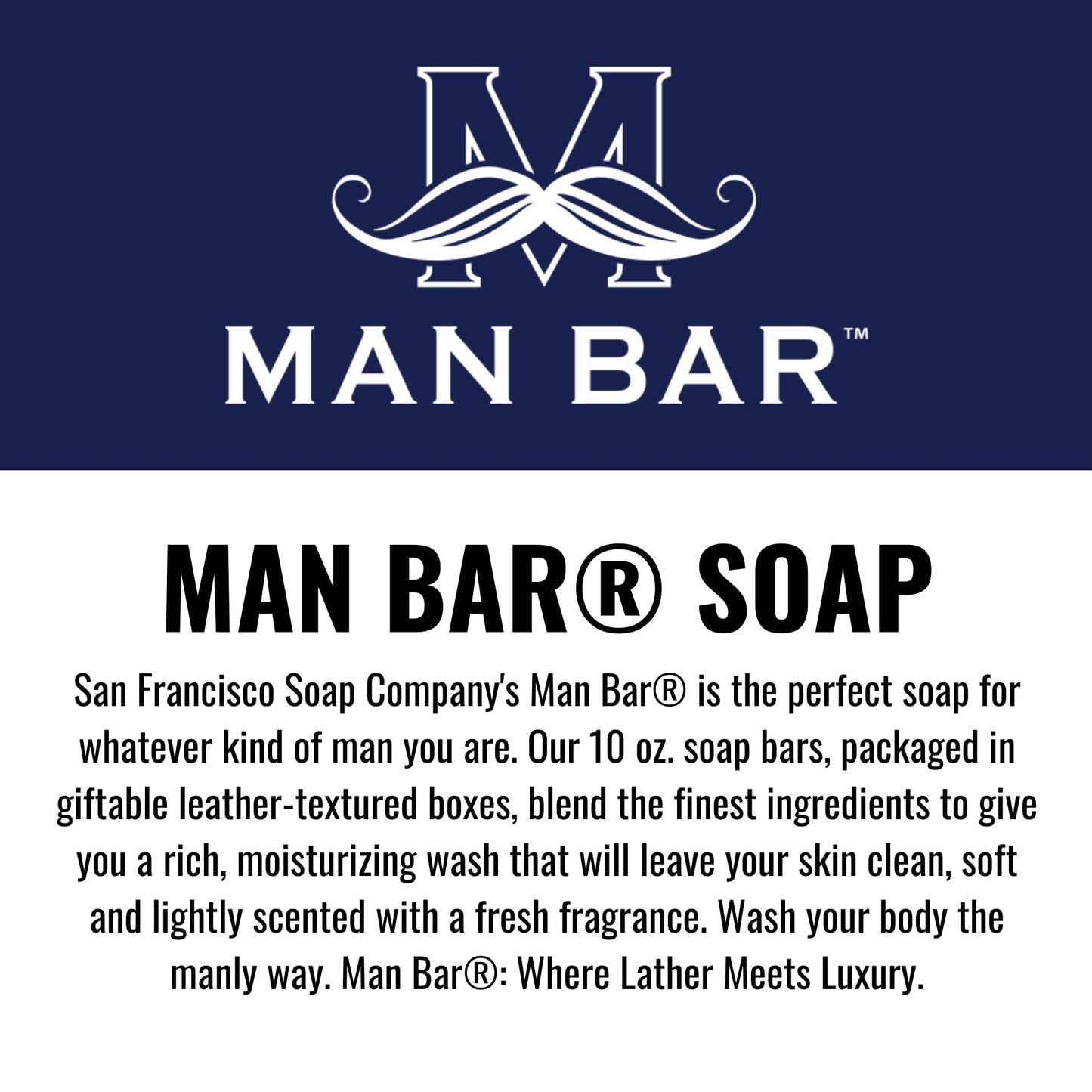 San Francisco Soap Company Bergamot and Cognac Fragrance Man Bar - Invigorating - No Harmful Chemicals - Good for All Skin Types - Made in the USA