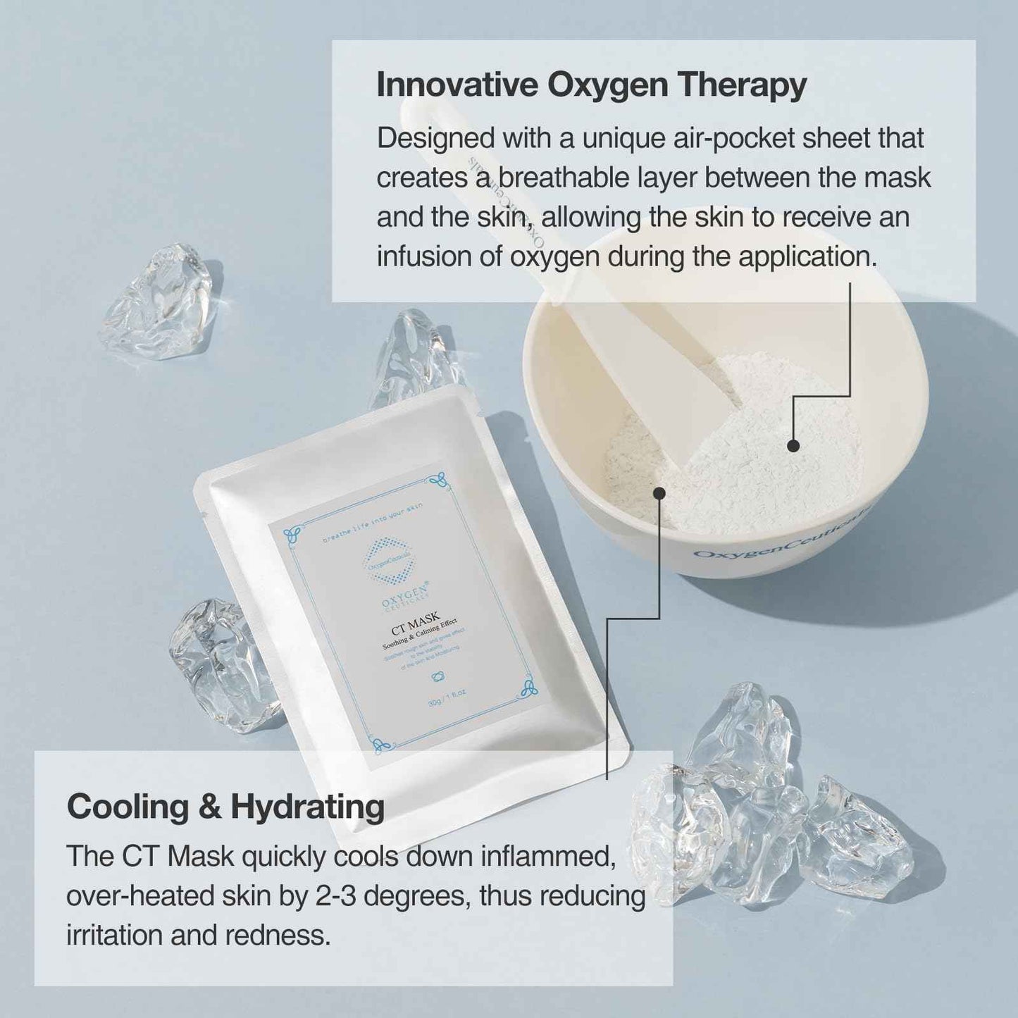 OxygenCeuticals CT Mask – Premium Menthol Cooling & Calming Peel-Off Algae Mask for Face (30g x 5 Packs)