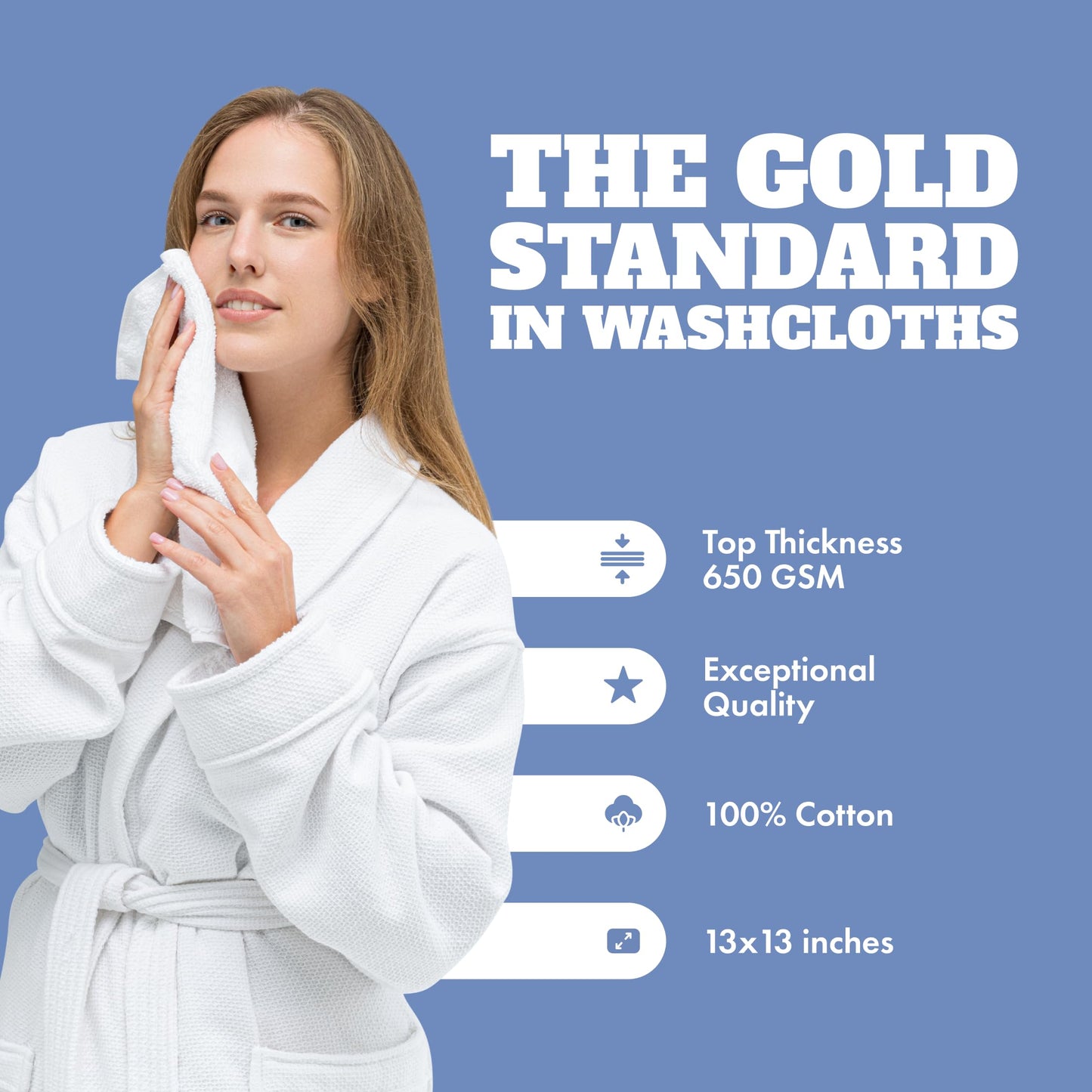 Wealuxe White Washcloths for Body and Face Towel, Cotton Wash Cloths Bulk 48 Pack, Flannel Spa Fingertip Wash Clothes 12x12 Inch, Soft Absorbent Gym Towels