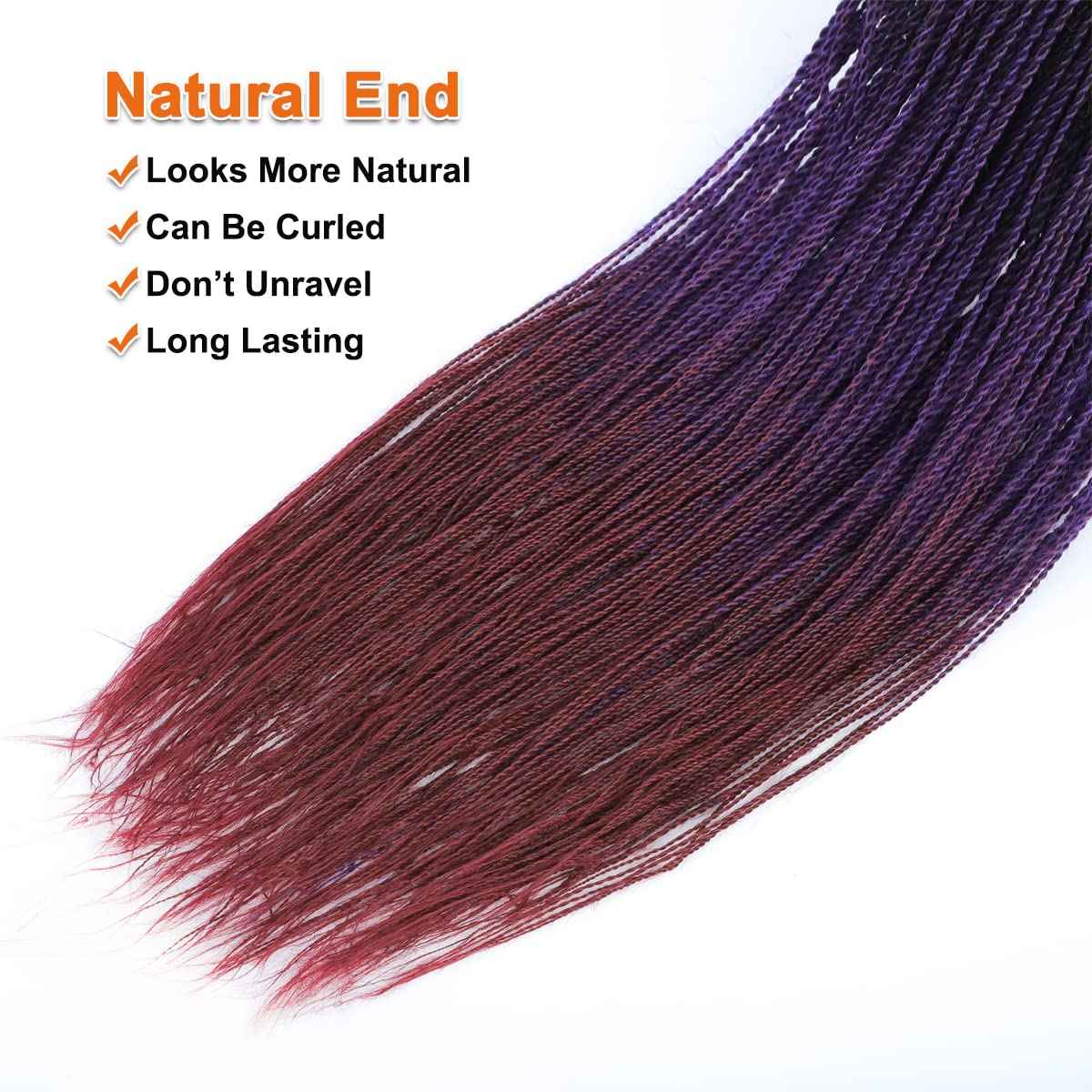 NAYOO Purple Crochet Senegalese Twist, 18 Inch 8 Packs Small Twist Crochet Hair, 35 Strands/Pack Braids, Hot Water Setting (18 Inch, 1B/Purple/Bug)