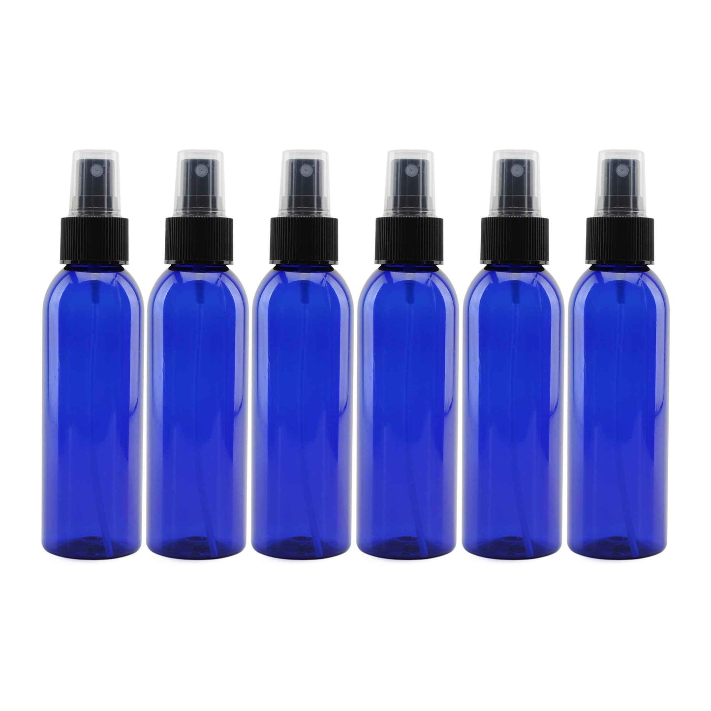 Cornucopia Brands Empty Plastic Refillable PET Spray Bottles w/Fine Mist Atomizer Caps (Pack of 6) Sprayers for DIY Home Cleaning, Aromatherapy, Travel, & Beauty Care (4 Ounce, Cobalt Blue, 6)