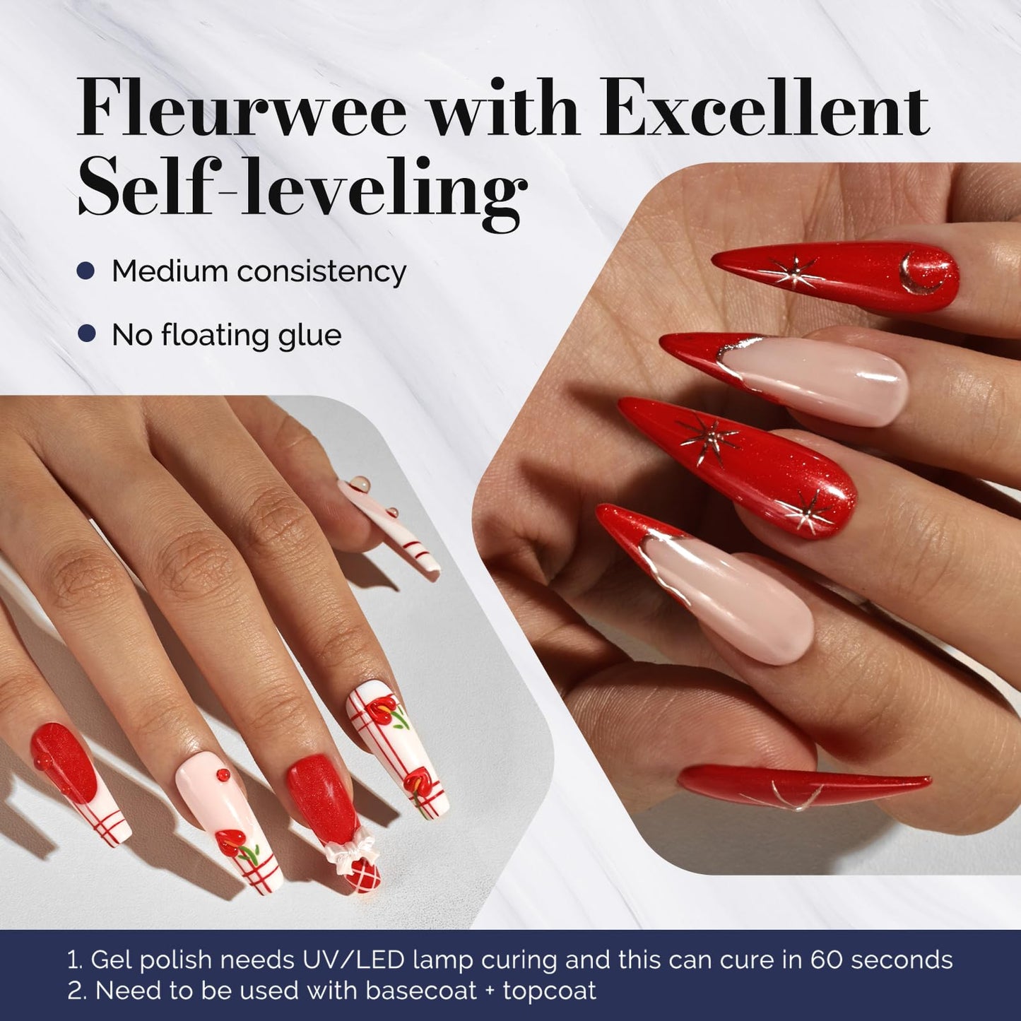 MelodySusie Fleurwee Plant-based UV Gel Nail Polish, Hema Free, 21 Non-Toxic, Red Tiny Glitter P38, Long Lasting, No Chip, Color 2024 Finger Toe Nail Polish, Nail Art Salon Manicure at Home, 0.5 Fl Oz