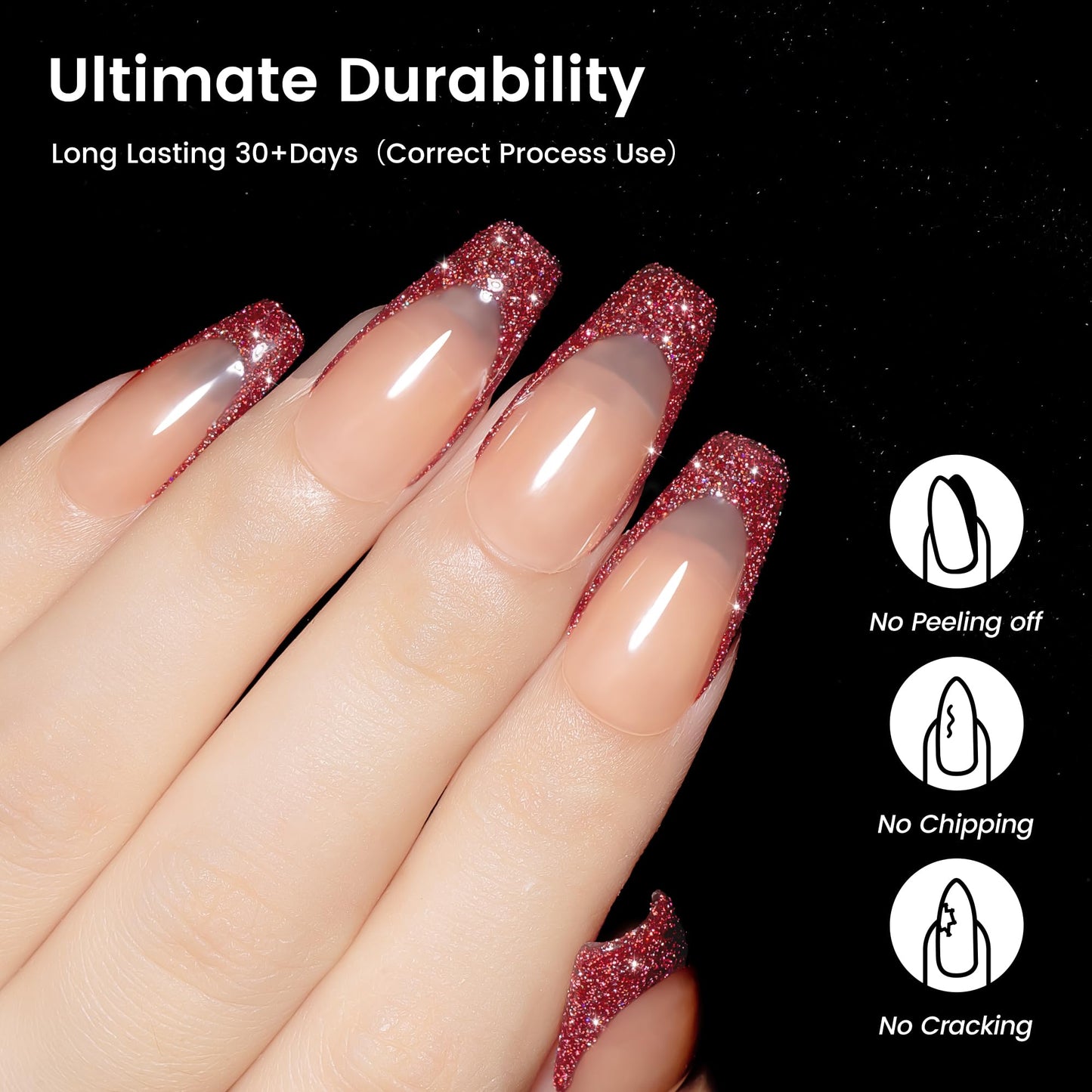 YTD Likomey Colorful Reflective Glitter Gel Nail Polish,15ml Red Flash Diamond Shimmer Nails Gel,Sparkly Shiny Salon Home Nail Art Manicure UV Nail Gel,SZ395