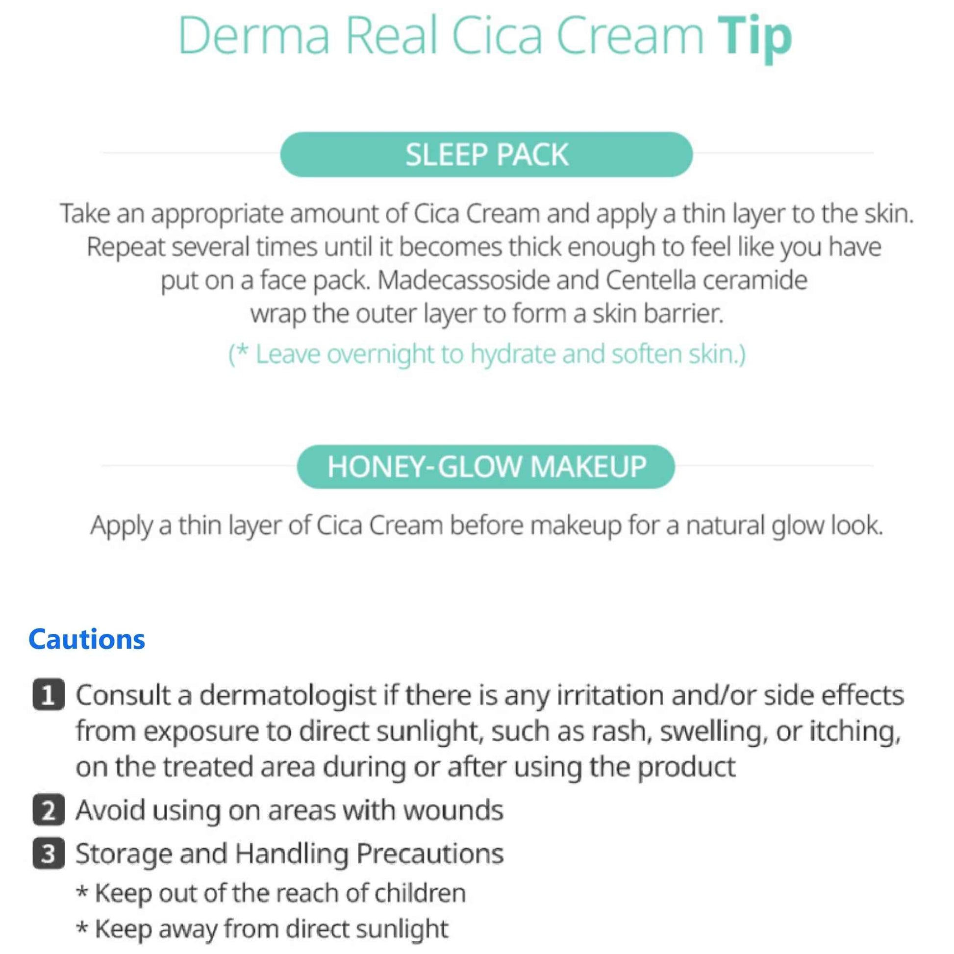 Atomy Derma Real Cica Cream - Korean Skincare for Sensitive Skin, Skin Barrier, Moisturizing