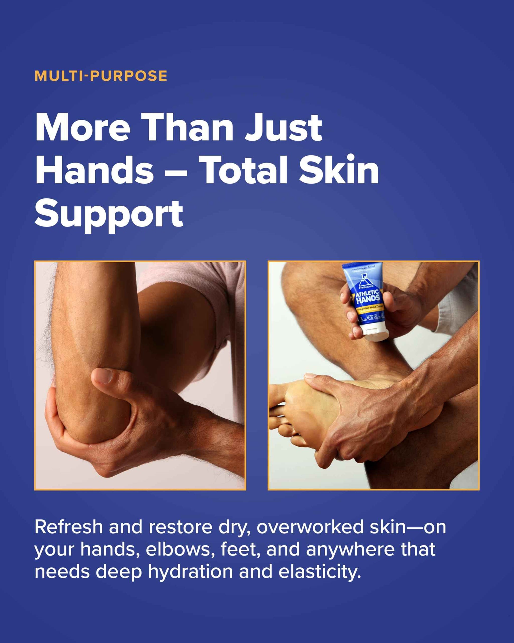 Friction Labs Athletic Hands - Daily Restorative Hand Cream for Active & Dry Skin - Derm Tested Non-Greasy Shea Butter Improves Elasticity & Resilience - Hand Salve for Athletes - Eucalyptus Scent