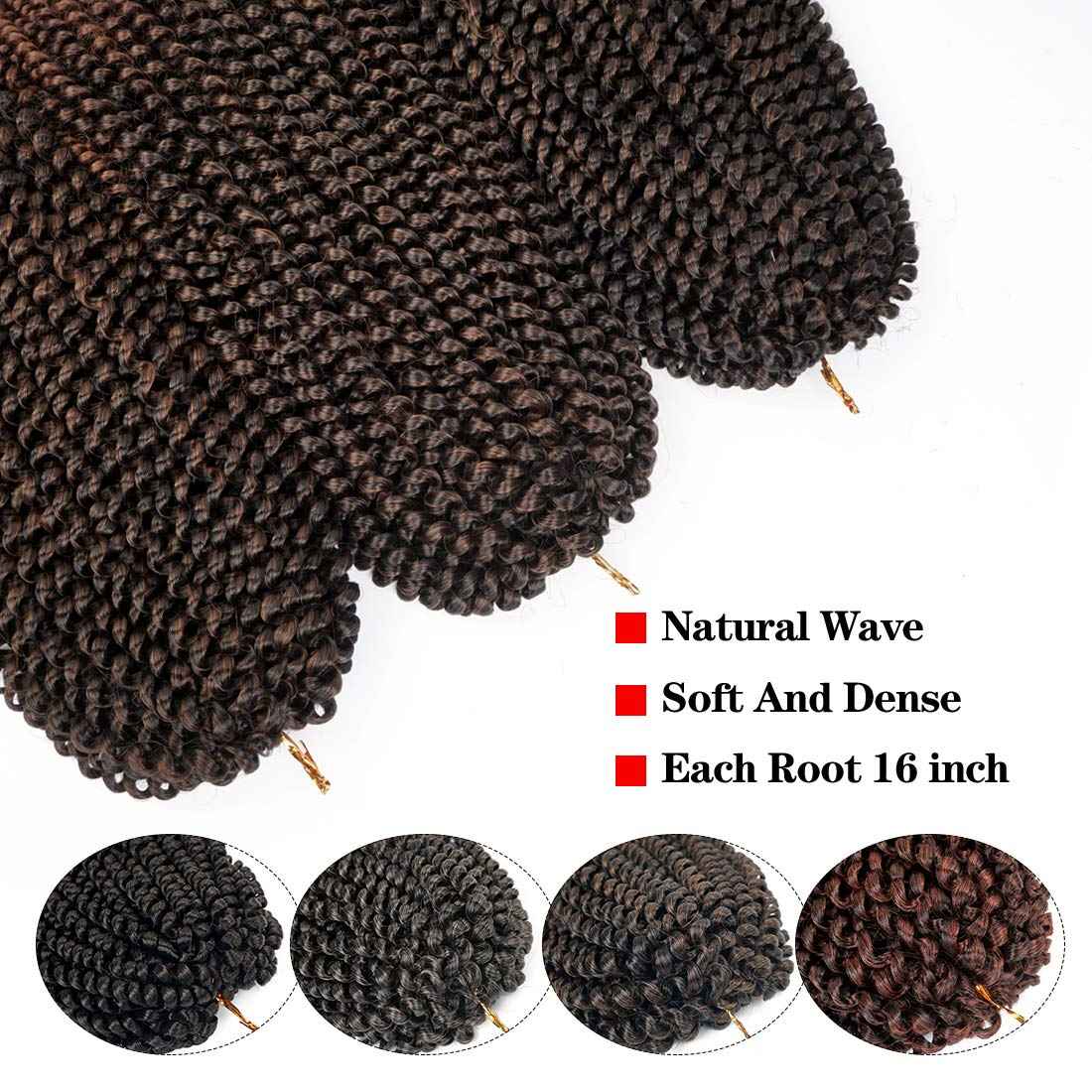 16 inch Spring Twist Crochet Braids Hair for Butterfly Locs Bomb Twist Crochet Hair Beyond Beauty Ombre Colors Synthetic Fluffy Hair Extension 3 Packs (16 Inch, M1B 30)