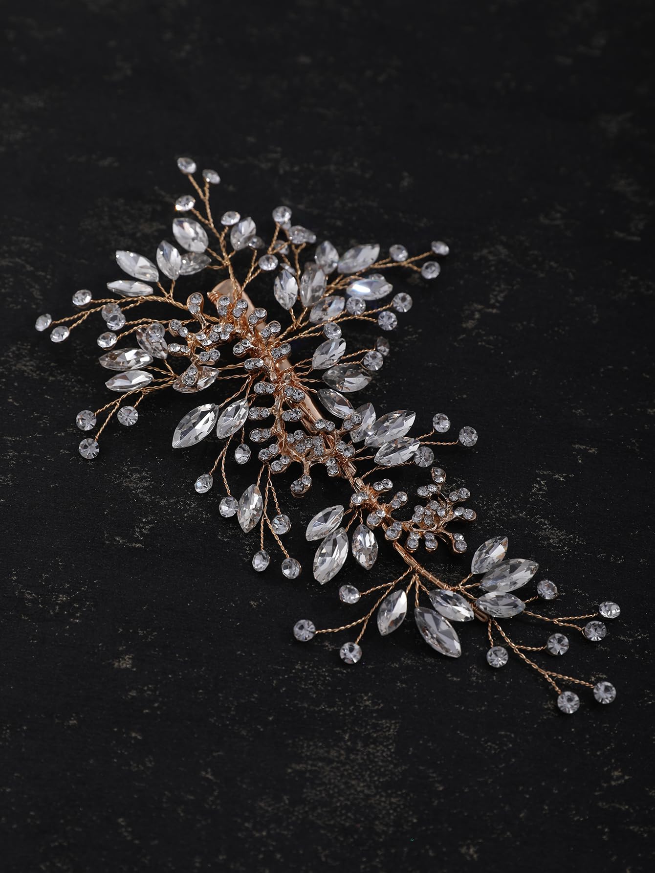 Flower Bridal Hair Combs Pearl Crystal Bride Wedding Hair Accessories Rhinestone Hair Piece Headpieces for Bride Bridesmaid Wedding Women and Girls (S8735 Gold)