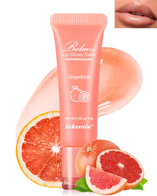 Moisturizer Lip Glowy Balm, Hydrating & Nourishing Repair Sleeping Lip Mask, Shine Glossy Finish Lip Oil,Day and Night Smooth Cracked Chapped Dry Lips,Lip Care Therapy Treatment for Women-3#Grapefruit