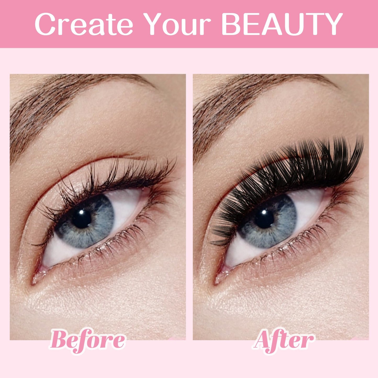 Individual Lashes 60D Mixed 0.05 Lash Clusters 14 Rows that Look Like Eyelash Extensions DIY Lash Extension Self Application At Home (60D-C-9-16mix)