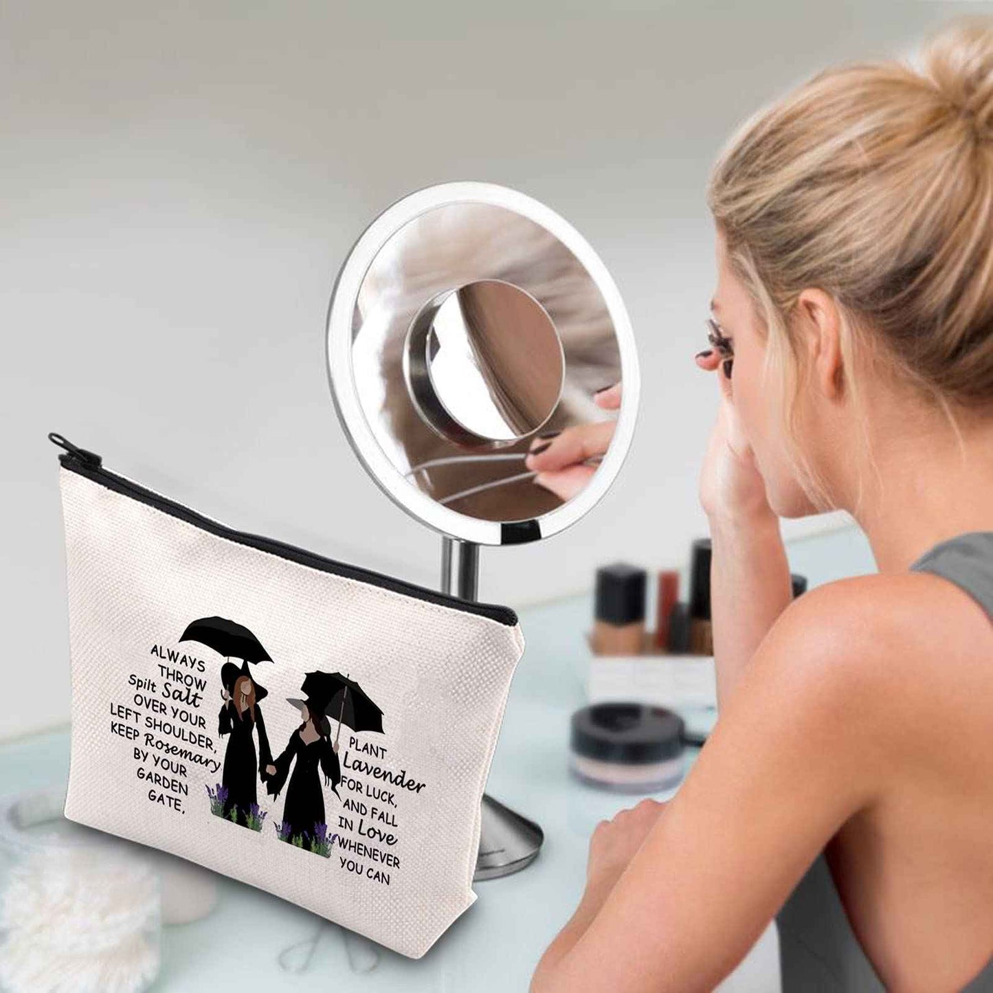 WCGXKO Women TV Show Inspired Gift Salt Rosemary Lavender Love Witchcraft Witchy Bag for Women (Salt Rosemary Lavender Love)