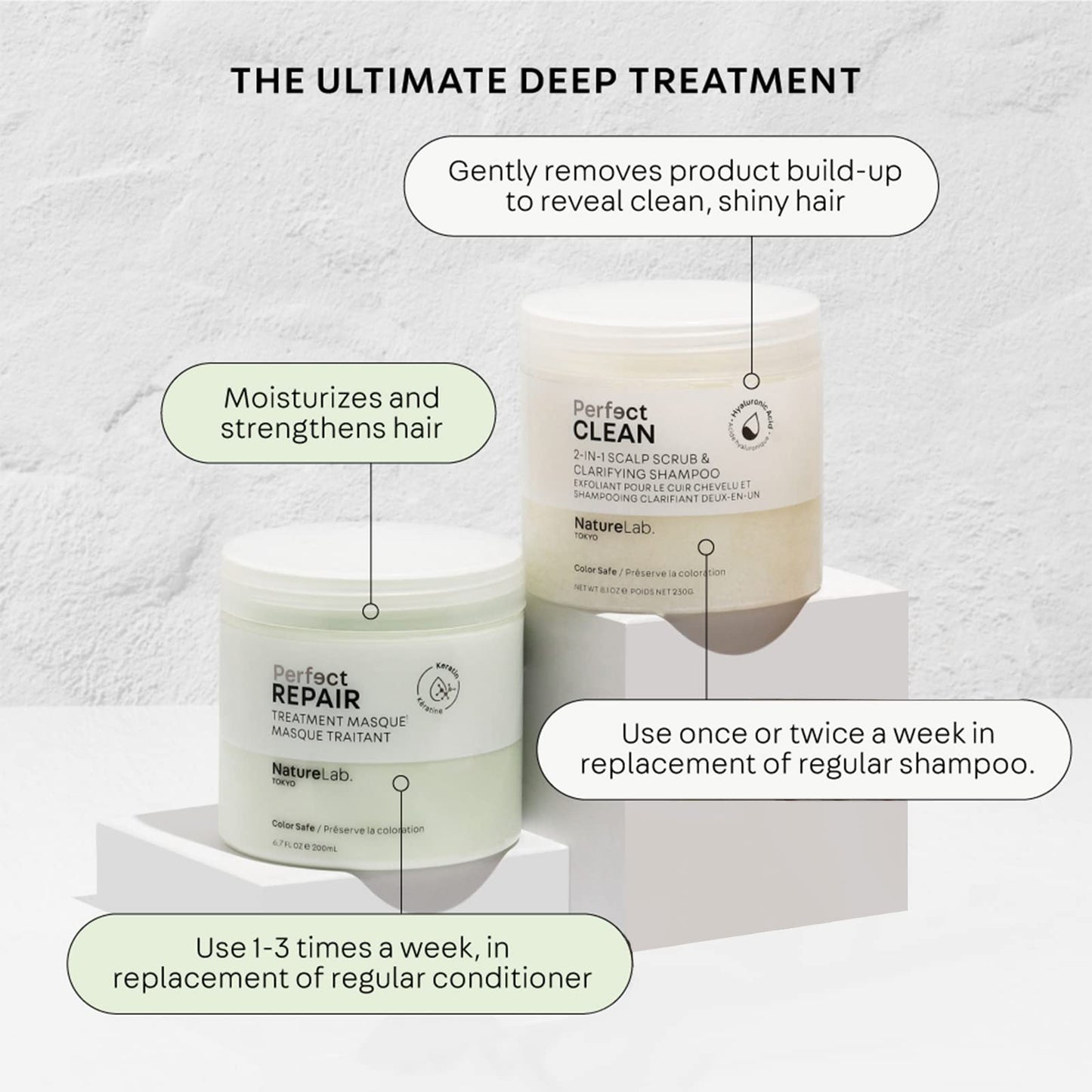 NATURELAB. TOKYO Treatment Duo: Perfect Shine Clarifying Scalp Scrub 8.1 oz & Perfect Repair Treatment Masque 6.7 oz [$38 Value]