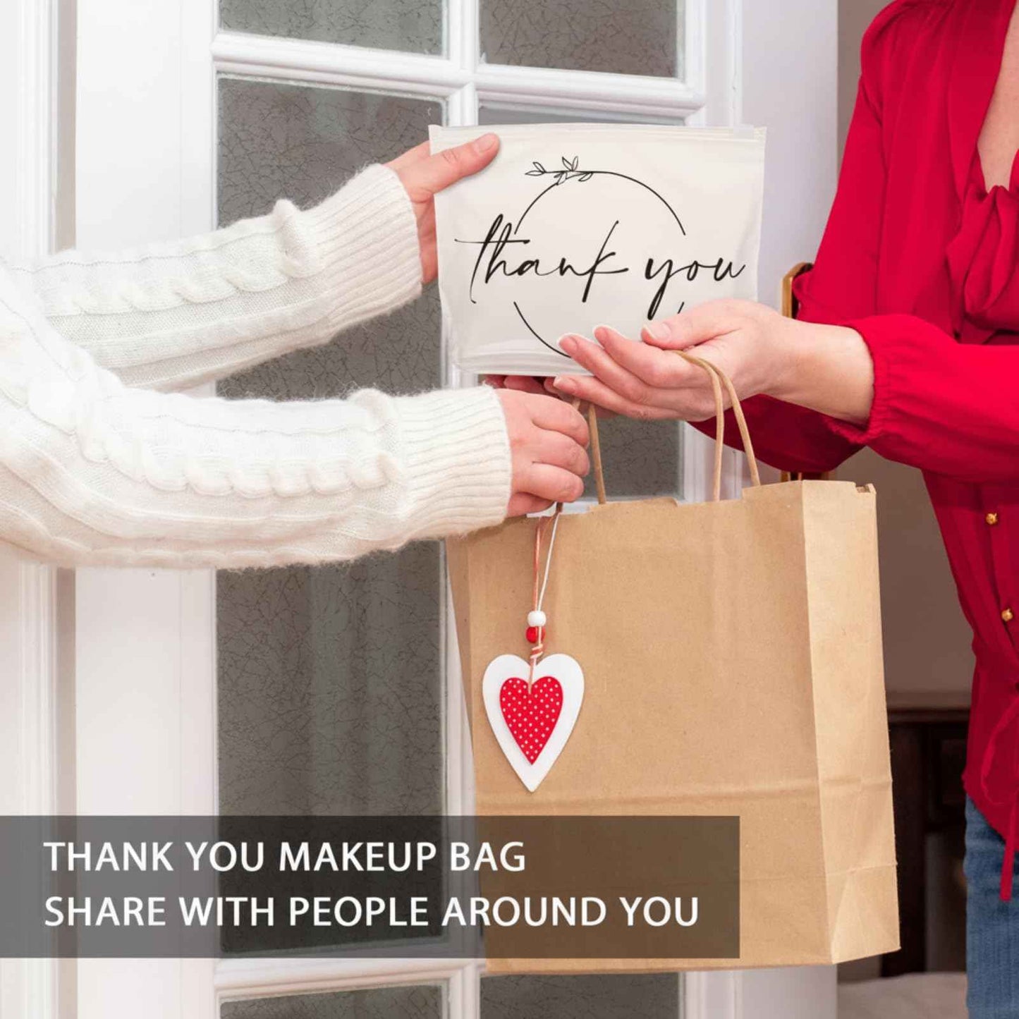 Ireer 100 Pcs Thank You Gift Makeup Bags EVA Clear Cosmetic Bag with Zipper Mini Makeup Thank You Toiletry Cosmetics Bulk Gifts for Women Birthday Daughter Sister(Clear)